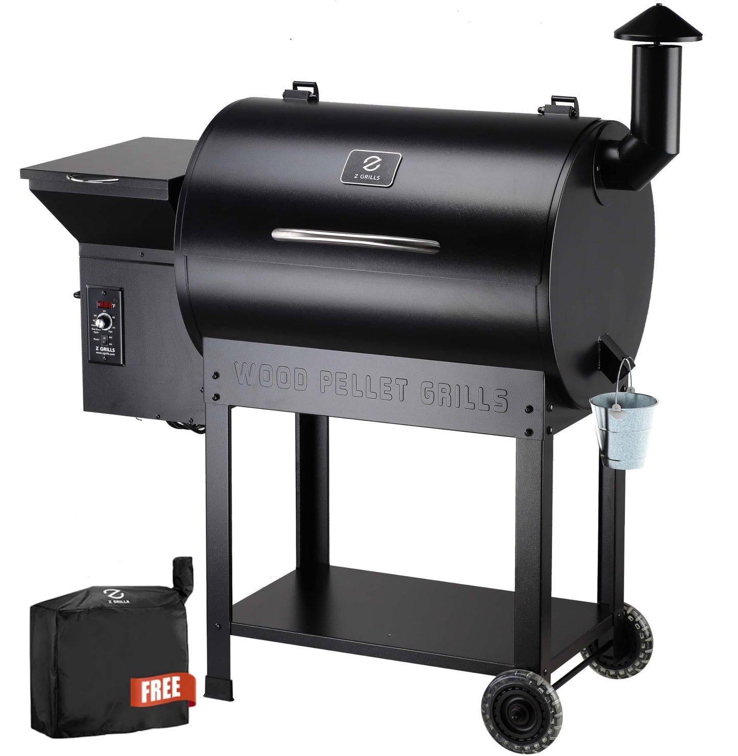Z GRILLS 2026 Upgrade 8-in-1 BBQ Pellet Grill & Smoker, 697 sq in Cooking Area, PID Auto Temperature Control, 28 lbs Hopper Capacity, Outdoor Grill, Black (Grill Cover Included)