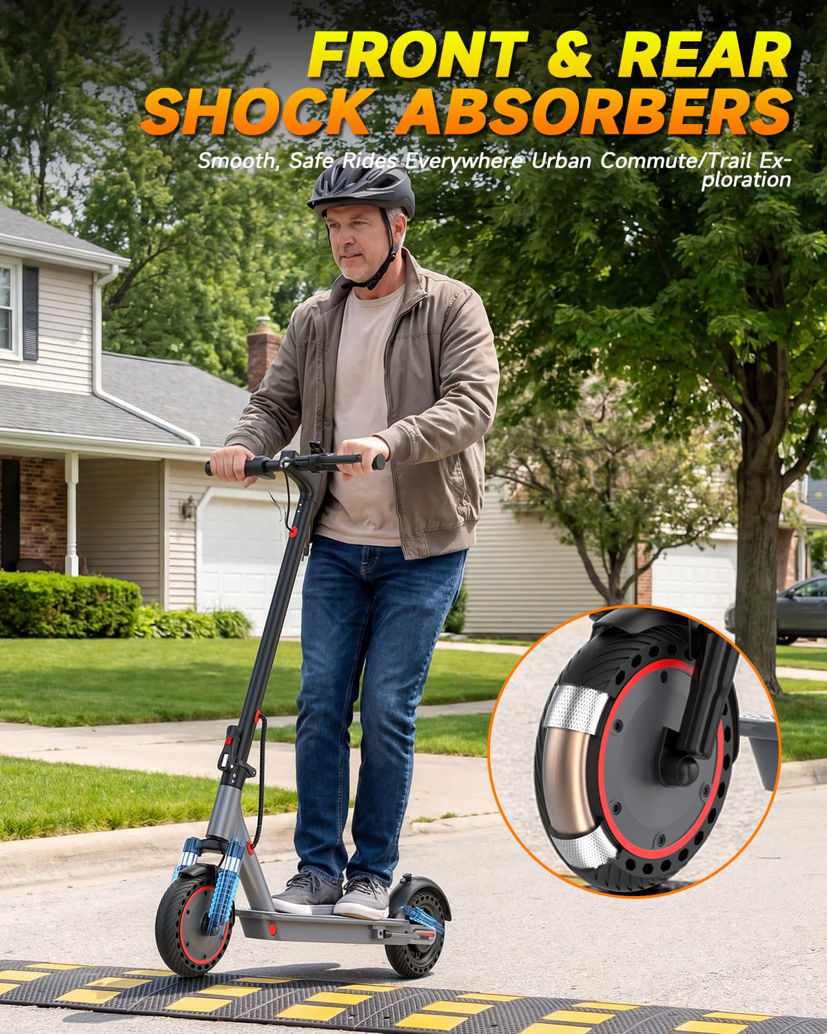 VOLPAM 10''/11''Electric Scooter with Dual Suspensions, 19/22MPH, 500W/800WMotor, 60/40/31/23Miles Long Range, Dual Braking, Max Load 264 lbs