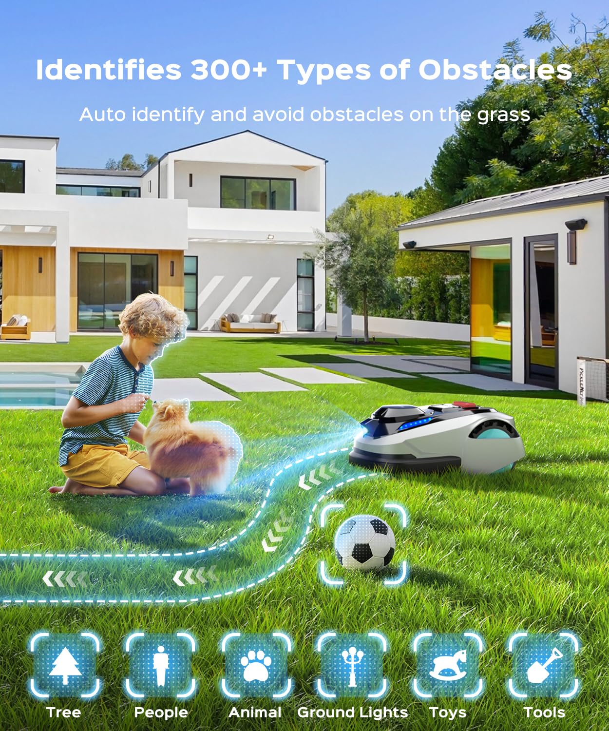 YARDCARE N1600 PRO Robot Lawn Mower, Wireless Design with RTK+Vision Navigation, 0.4 Acre Coverage, APP Smart Control Robot Lawn Mower, Multi-Zone Mowing, Curved Path, Adjustable Cutting Height
