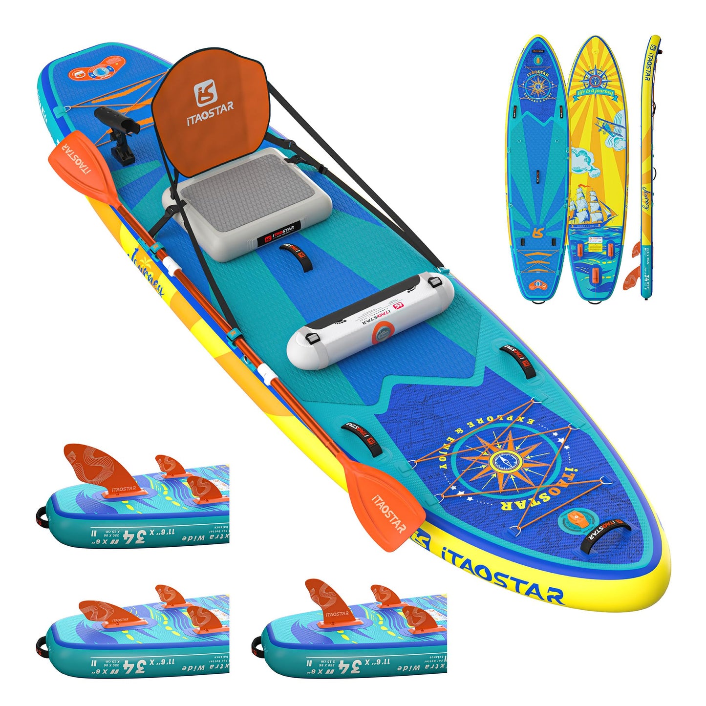iTAOSTAR J02AP 34" Extra Wide Paddle Board for Better Balance, Inflatable Stand Up Paddle Board with Premium SUP Accessories, Inflatable Paddle Boards for Adults/Youth of All Skill Levels