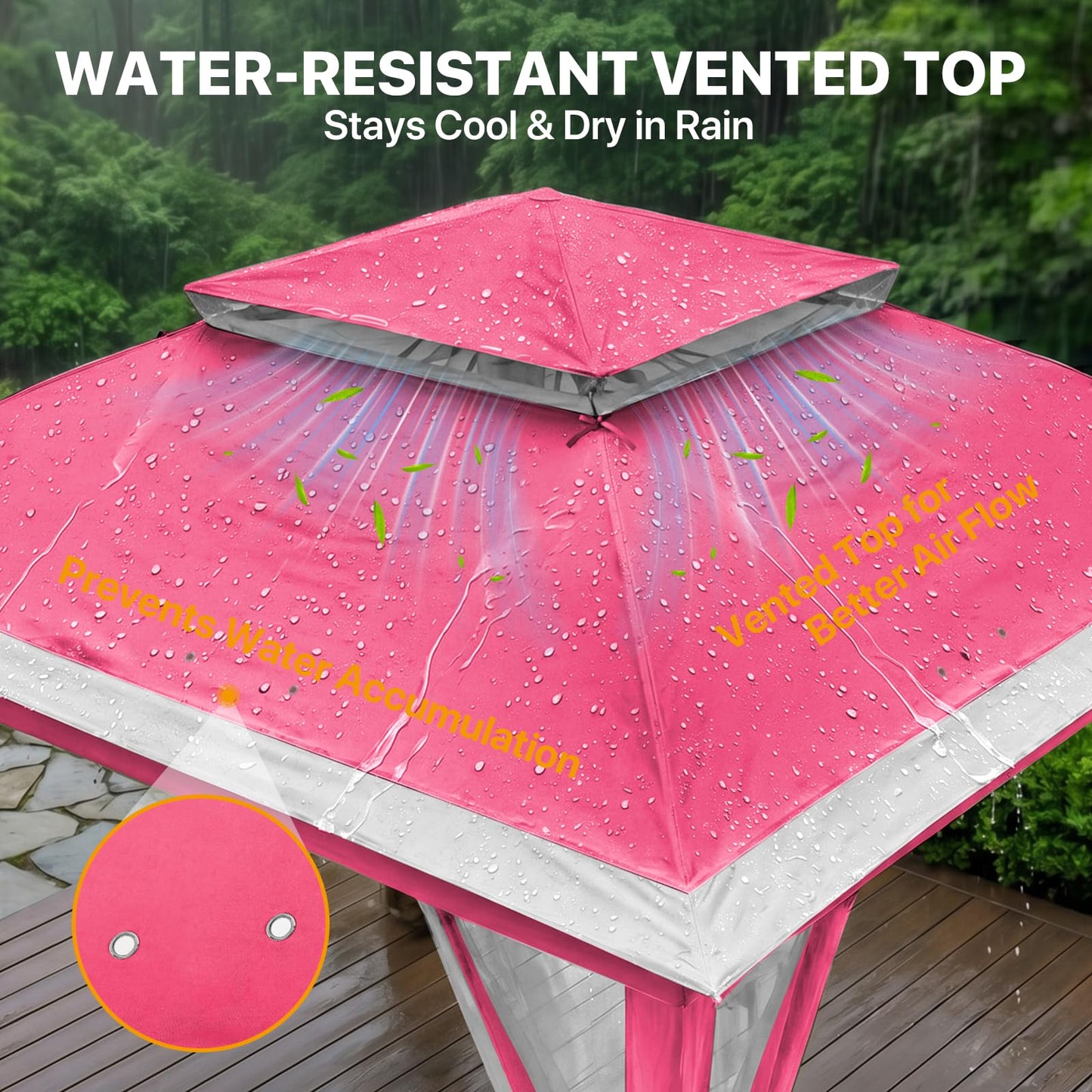 COOS BAY 11x11 Pop Up Gazebo with Mesh Netting, Instant Outdoor Canopy Tent, Water Resistant Shelter with UPF 50+ UV Protection, 121 Sq Ft Coverage, Dark Pink