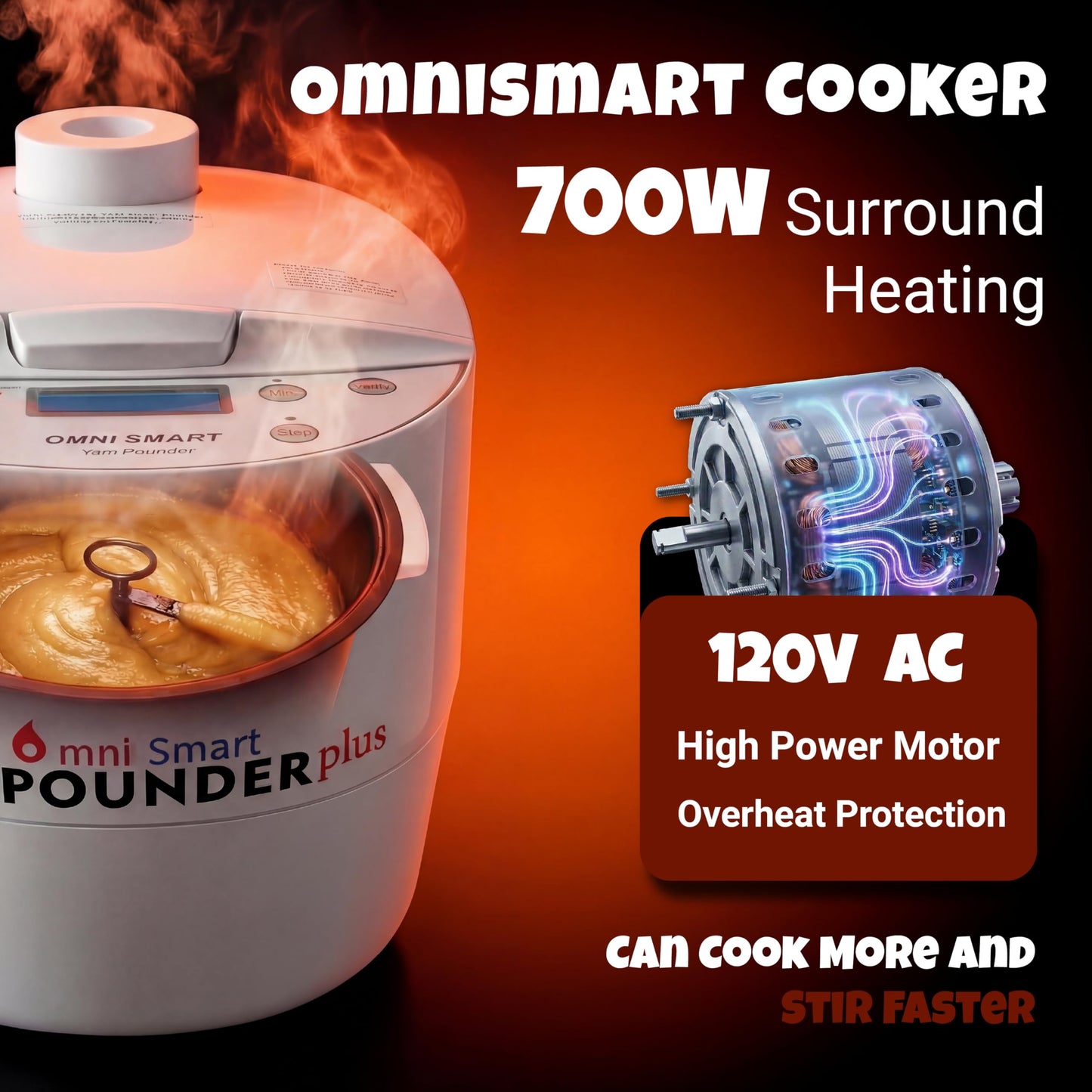 Automatic African Food Swallow Mixer, 3L700W Food Processor, Food maker, FufuMachine for Fufu, Pounded Yam, Banku,Semolina, Mashed Potato