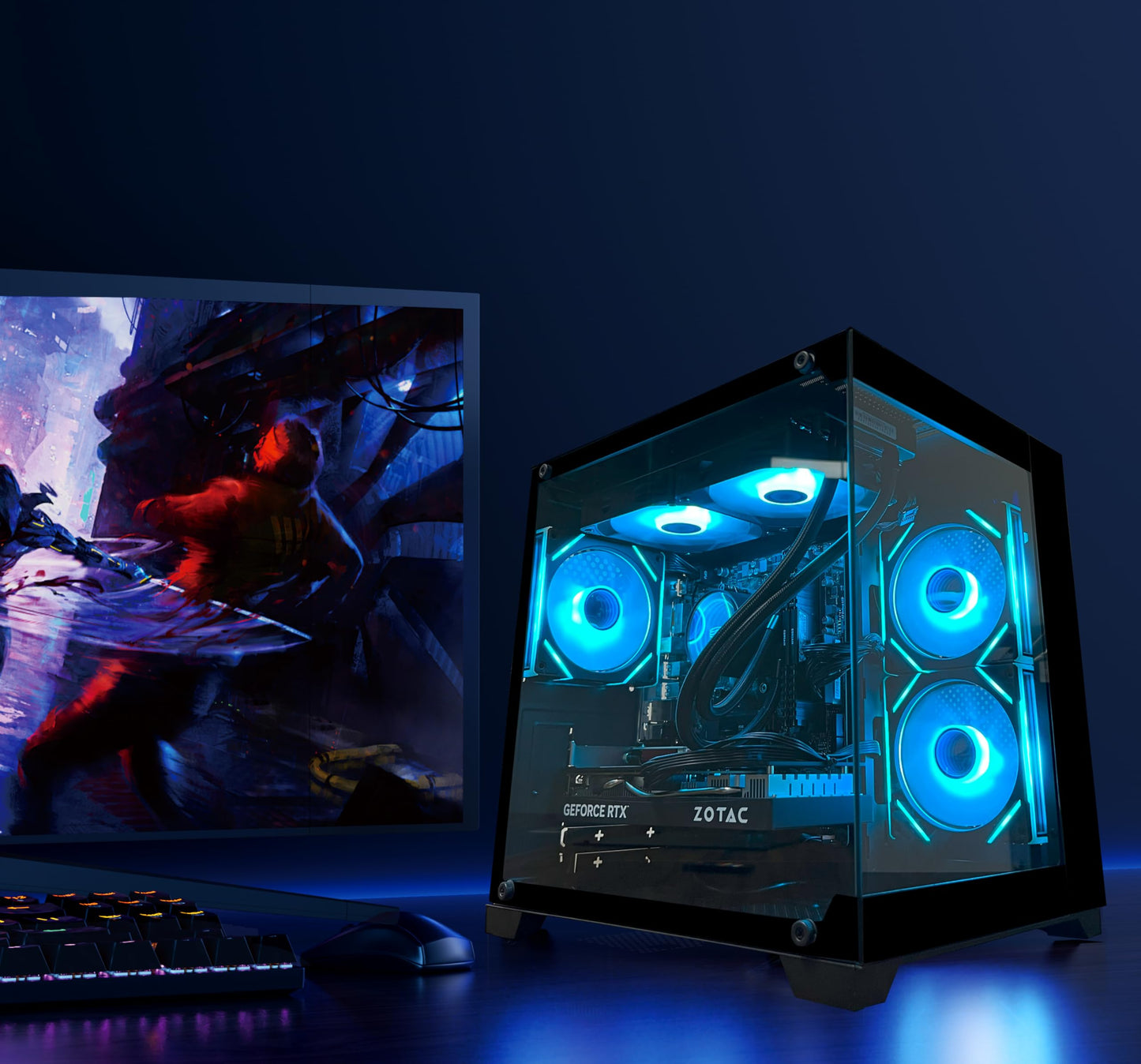 YAWYORE Gaming PC, AMD Ryzen 7 5700X, GeForce RTX 5060 Desktop Computer