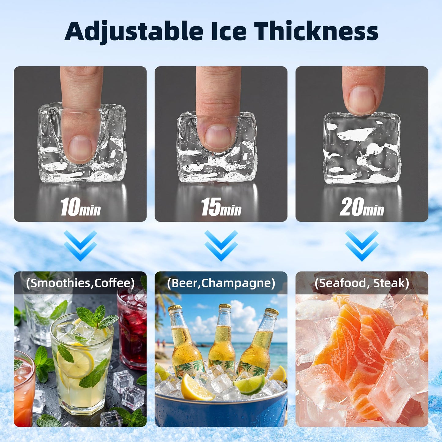 Ice Maker Machine, 100 lbs/24h with 20 lbs Storage, 40 Ice Cubes/15 Mins, ETL FCC, Freestanding Ice Maker with LED Display, 24H Timer, Smart Reminder, Self-Cleaning, for Home Bar Restaurant