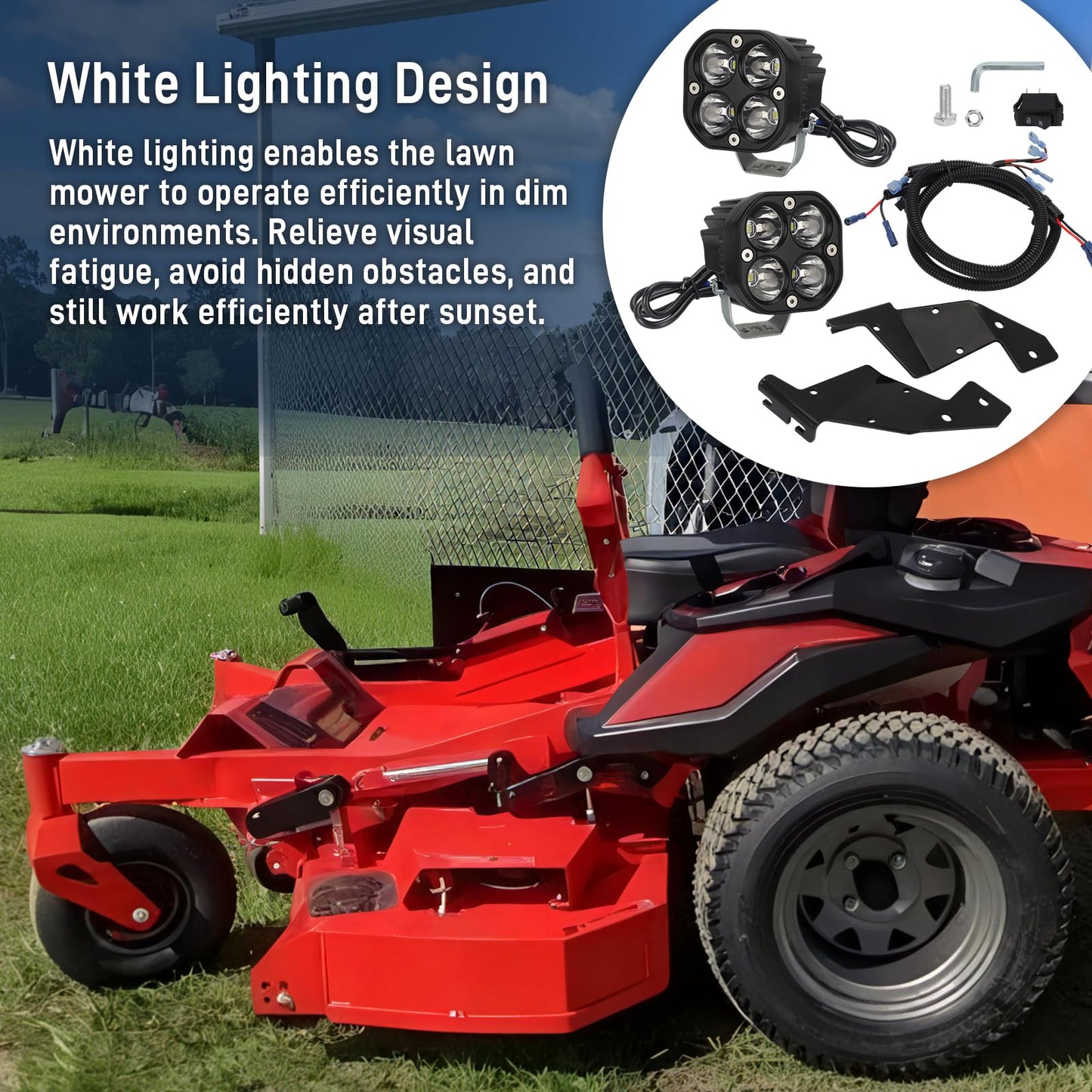 WIKIBB Lawn Mowers LED Headlight Kit Compatible with Gravely PT ZX ZT HD PT Pro-Turn Z & Ariens Apex Replaces 79108600 79106800 - Zero Turn Mower Light Assembly with Harness Brackets Hardware