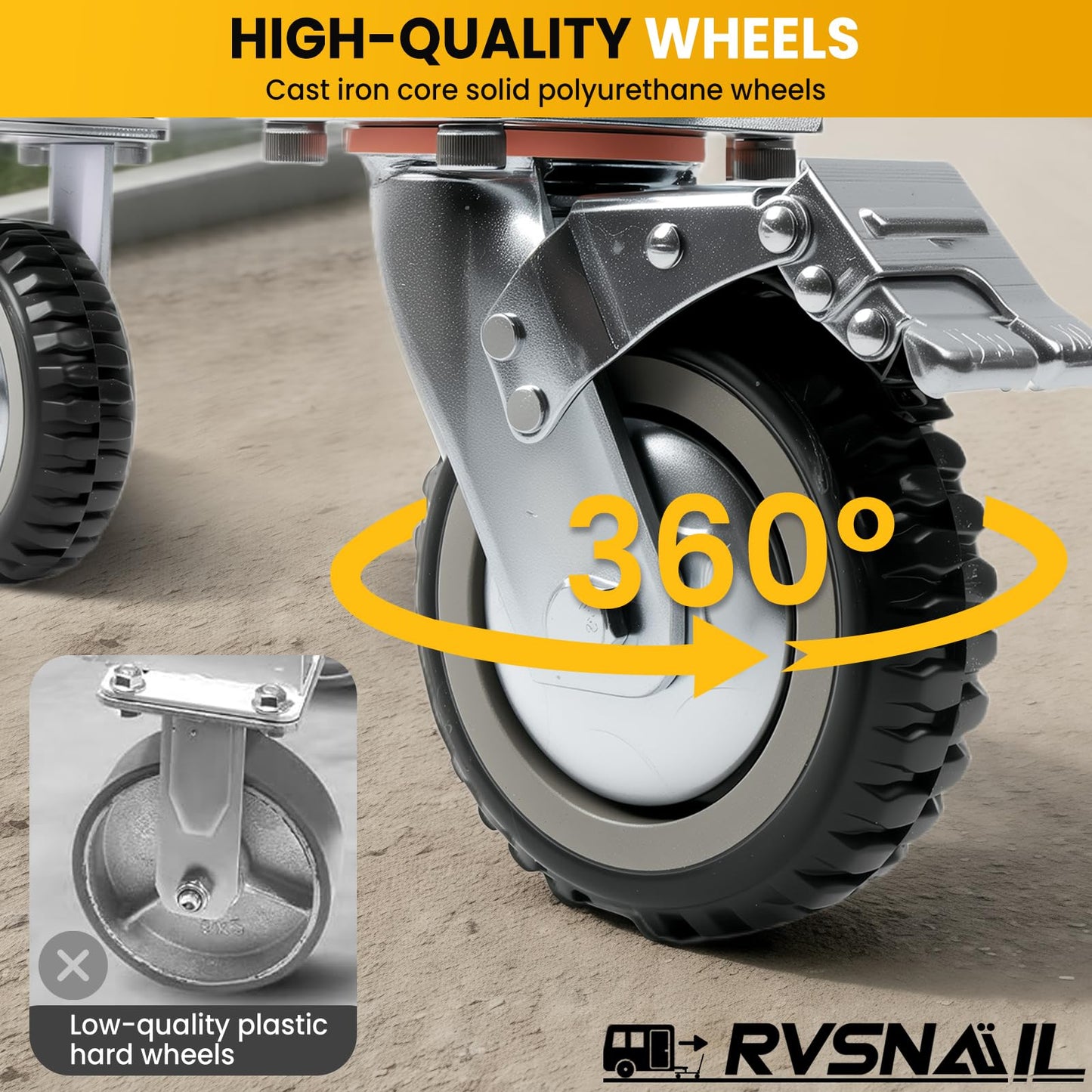 Heavy-Duty Trailer Dolly – 20,000 lbs Load, 3,500 lbs Tongue Weight, 360° Swivel Wheels with Brake, 2" & 2-5/16" Hitch Balls, Manual Trailer Mover for RV, Boat, Camper, Jet Ski, Motorcycle