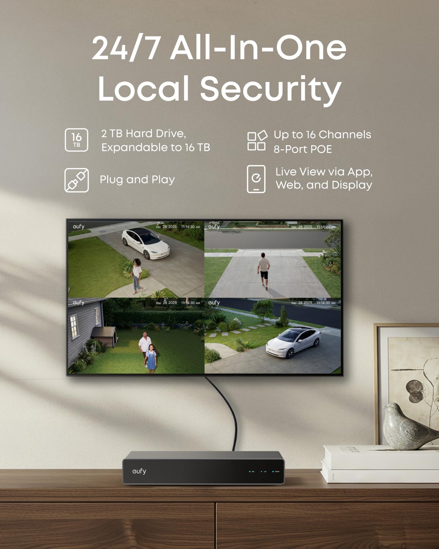 eufy Security 4K NVR Security Camera System S4 Max, POE Wired, 24/7 Recording, Triple Lens Bullet-PTZ Cam, 360° PTZ, Up to 16CH, Cross-Cam Tracking, 8× Auto Zoom, Smart Video Search, 2TB HDD