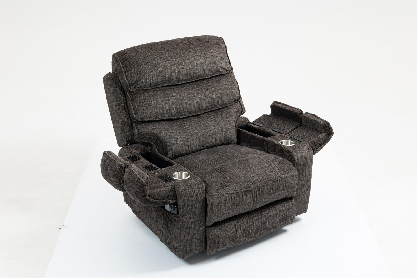 GDFStudio Lay Flat Power Lift Recliner Chair with Heat Massage Dual Motor Infinite Position Recliner USB and Type C Charging Cup Holders for Living Room Bedroom, Dark Gray