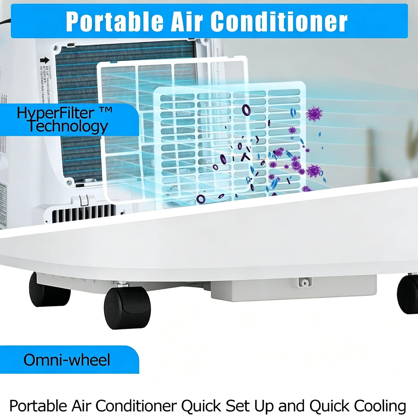 GarveeHome Portable Air Conditioner 12000 BTU, 3-in-1 AC Unit with Cool, Fan, Dehumidifier for Rooms Up to 550 Sq.ft, Ultra Quiet 48dB Portable AC with Window Kit, Remote, 24H Timer, Self-Evaporation