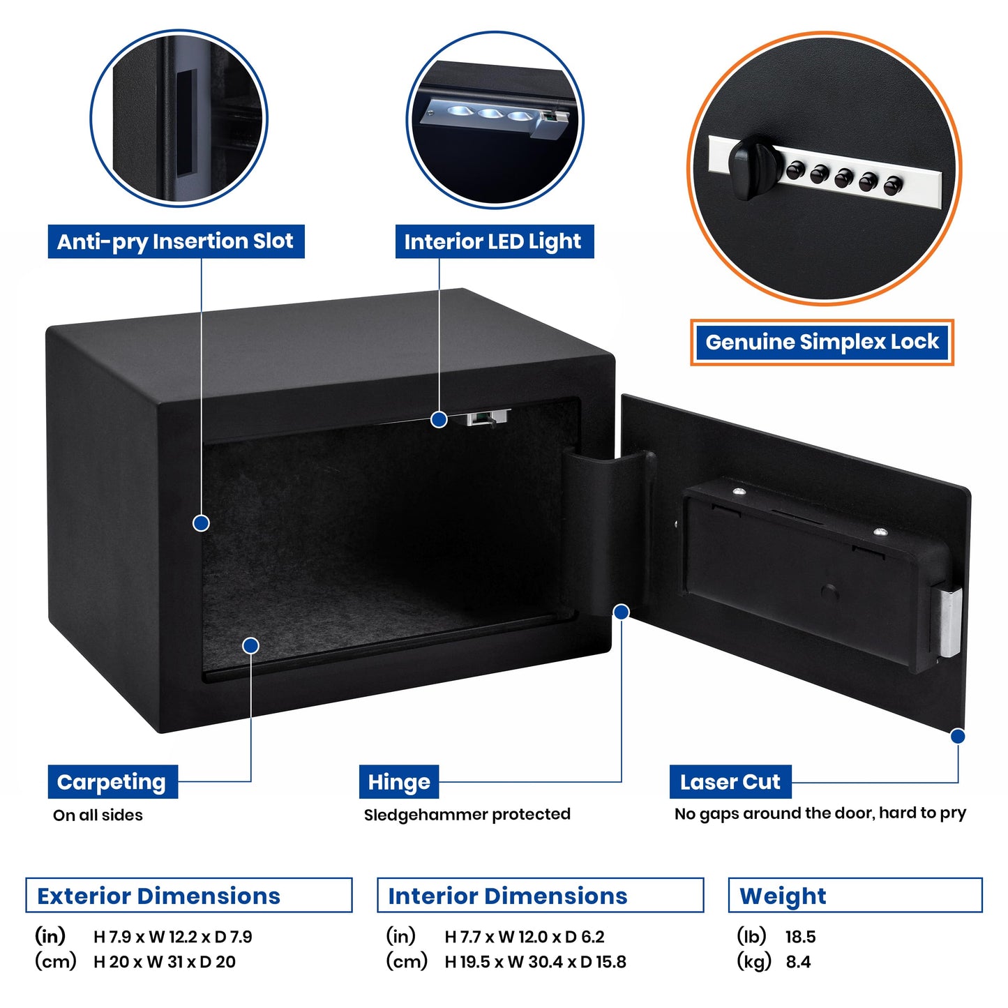 Viking Security Safe VS-20SX Heavy Duty Small Mechanical Simplex Lock Multi Gun Safe Multi Handgun Capacity Pistol