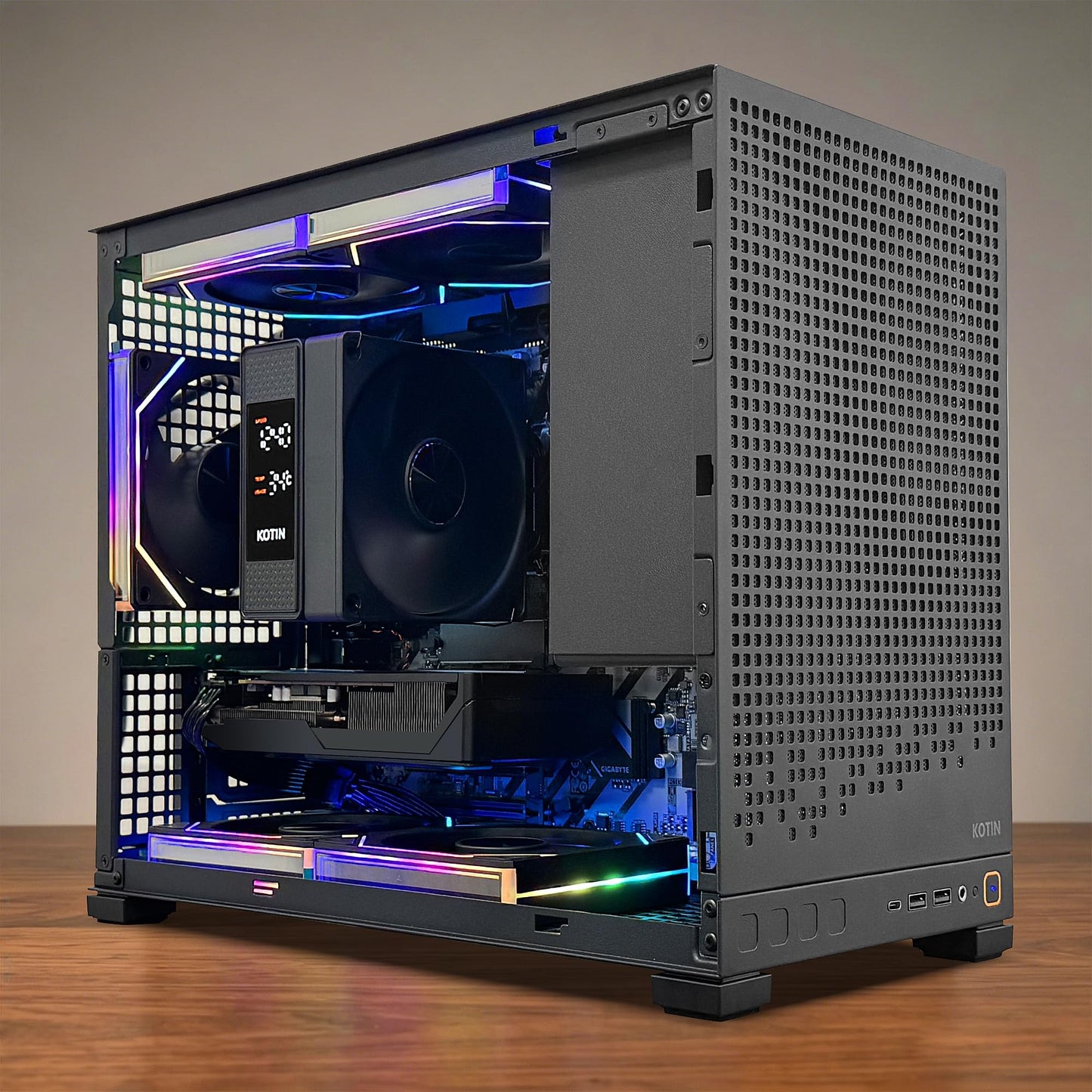 KOTIN Prebuilt Gaming PC Desktop Computer, AMD Ryzen 5 9600X up to 5.4GHz, GeForce RTX 5060 Ti 8GB GDDR7, 16GB DDR5-6000, 1TB PCIe 4.0 NVMe SSD, 650W 80+ Gold PSU, WiFi 7, Windows 11 Home