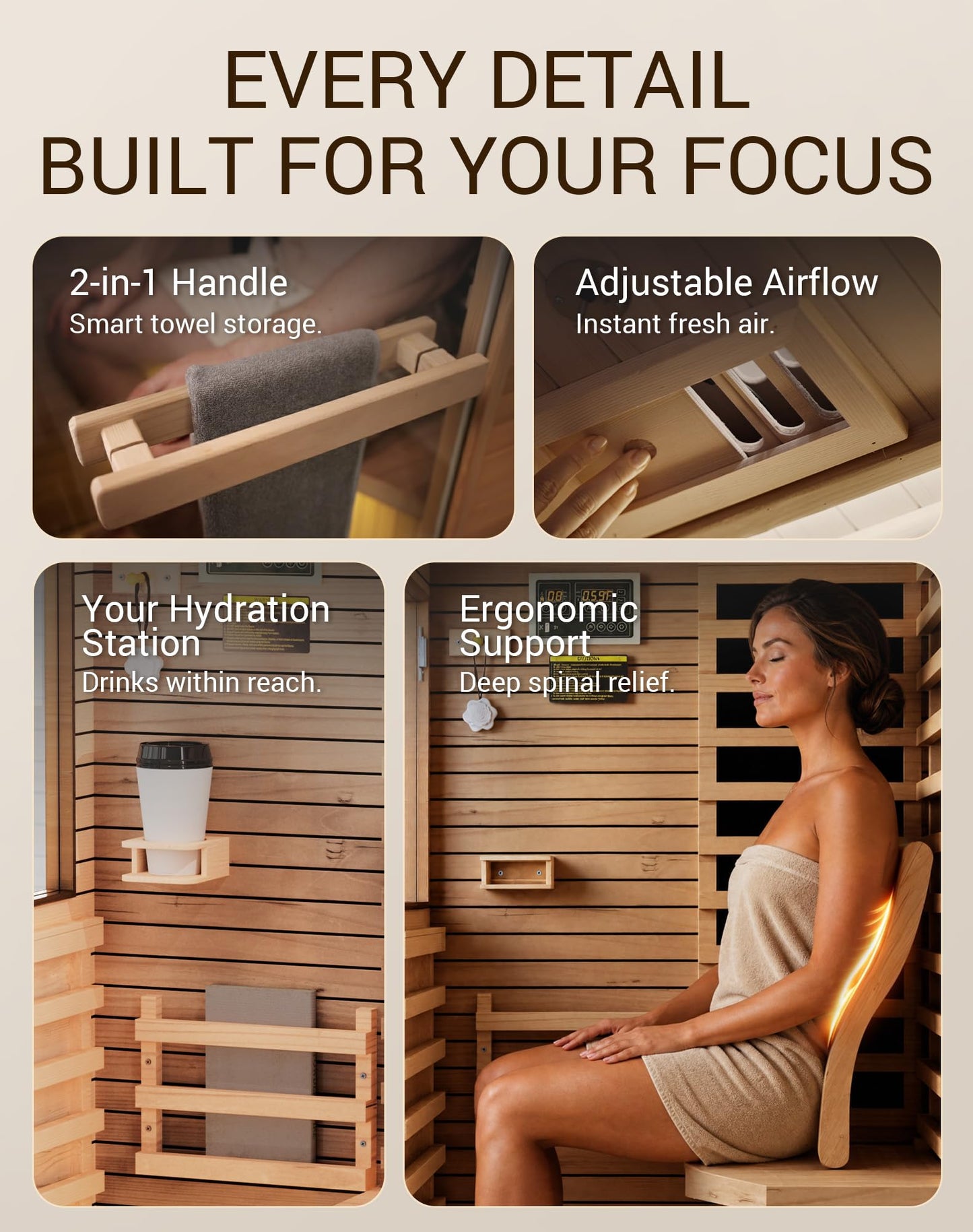 Mikolo 1 Person Far Infrared Sauna for Home | Ultra-Low EMF Indoor Dry Sauna | Solid Canadian Hemlock with 5 Carbon Heaters | Chromotherapy Light Therapy & Bluetooth for Wellness and Relaxation