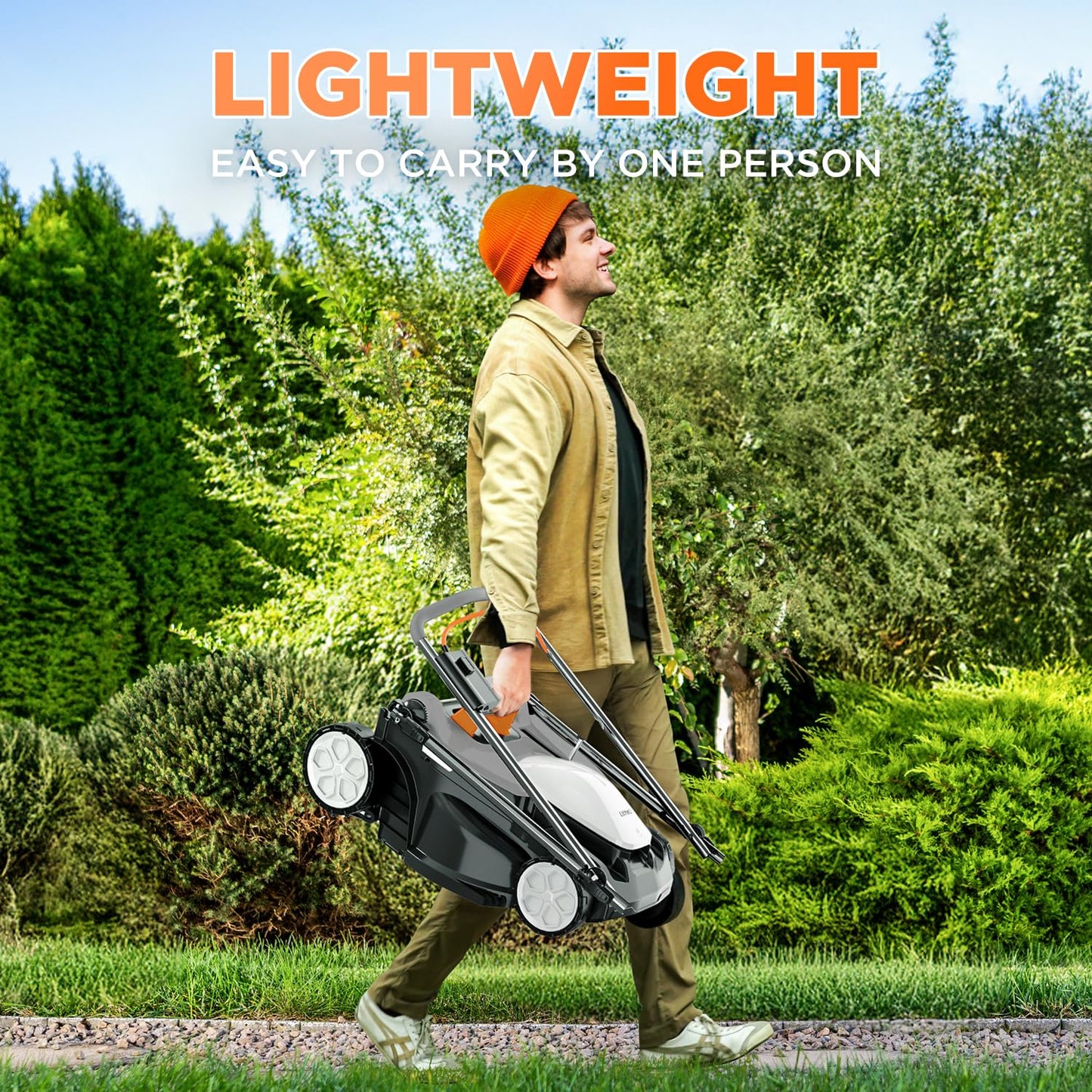 Litheli 16 Inch Lawn Mower 2x20V Electric Coreless Lawn Mower Lightweight Push Mower with 6-Position Height Adjustment, 2 x 4.0Ah Battery Include.