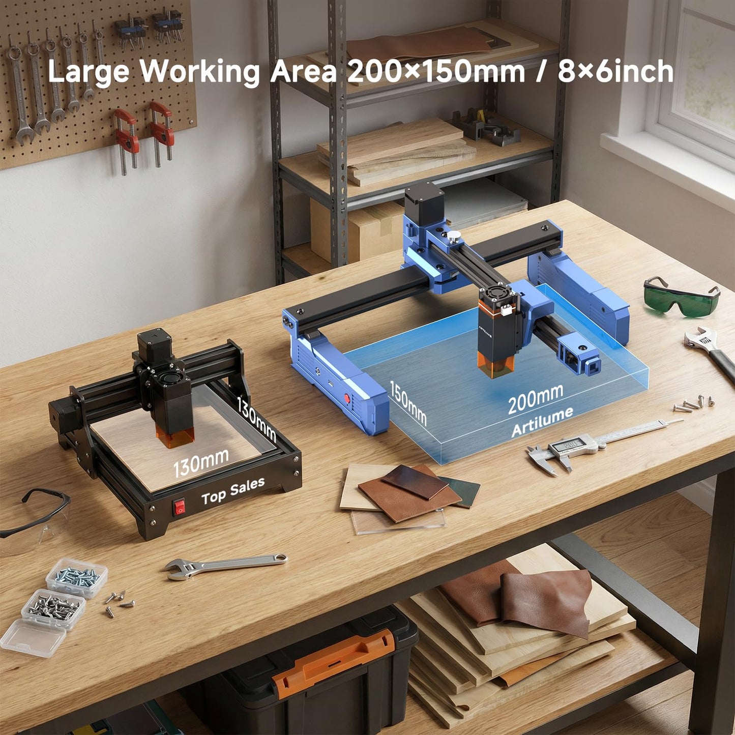 Artilume Laser Engraver 7000mW APP-Control-Foldable Design Laser Engraver and Cutter Machine 200 * 150mm Working Area Portable Engraver for Wood Leather Acrylic Best for Beginners Small Business (T1)