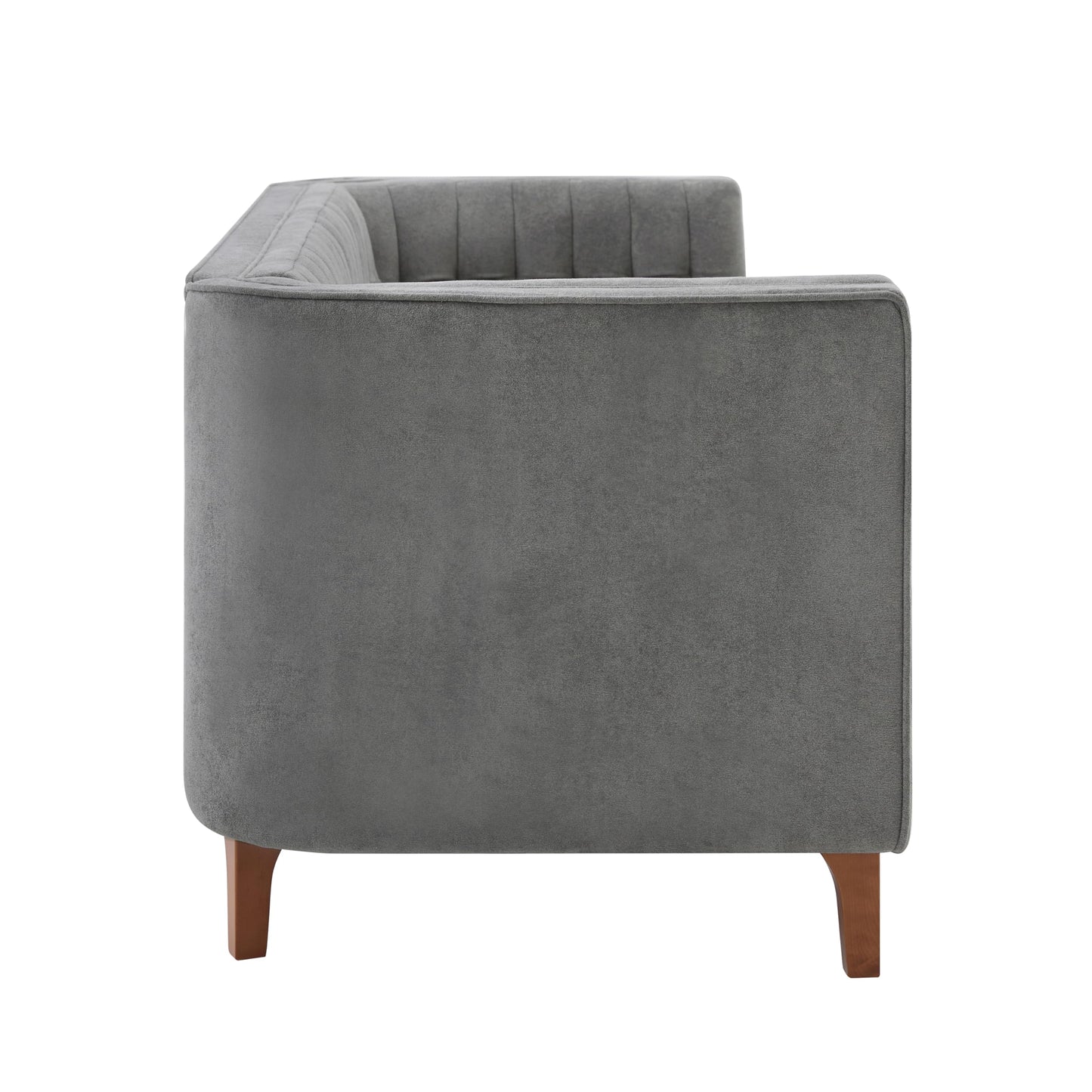 Merax Modern 76" 3-Seater Chenille Sofa with Channel Tufted Back, Curved Armrests, and Solid Birch Wood Legs – Plush Deep-Seat Couch for Living Room, Apartment, Grey