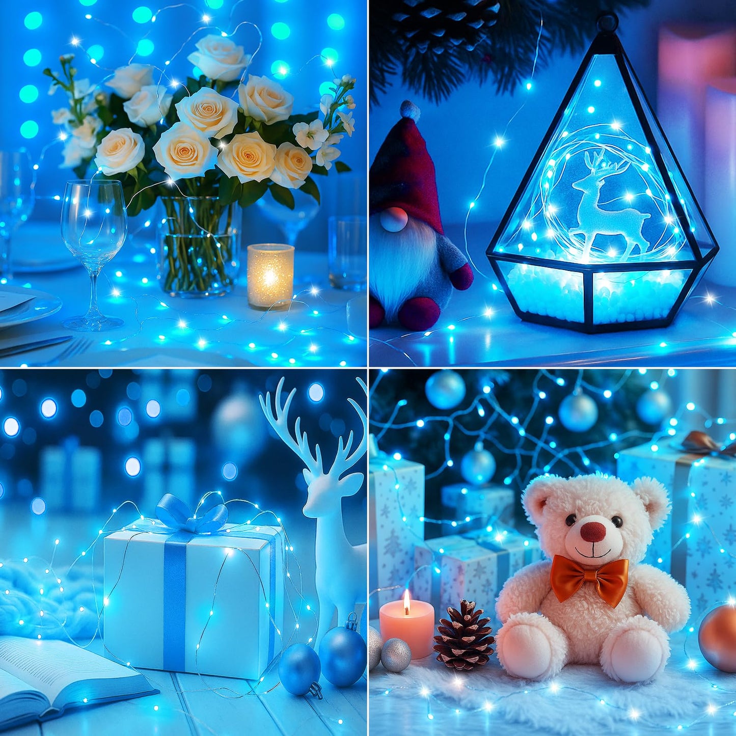 btfarm 12 Pack Fairy Lights, Battery Operated, 20 LED, Waterproof, Blue White