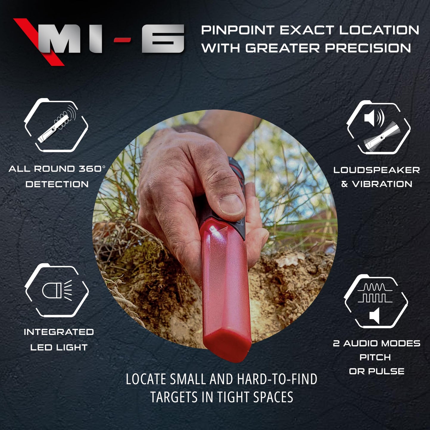 XP Metal Detectors MI-6 Pinpointer, with Wireless connectivity to the Deus II, Deus & ORX Metal detectors, by XP Metal Detectors to be Used by All detectorists (MI-6-AM)