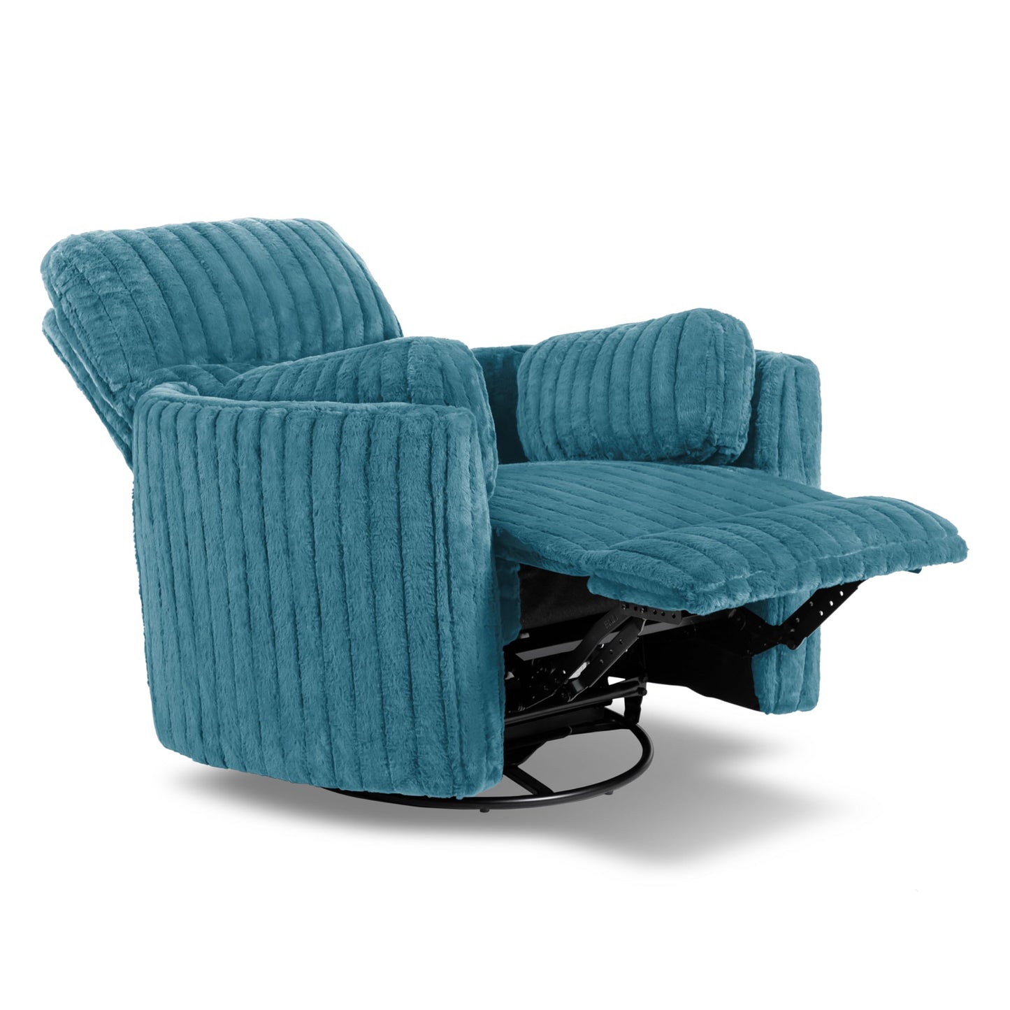Furniture of America Vyrinor Modern Chenille Power 220° Swivel Recliner Chair with Pillows, Reclining Glider, Comfy Sofa, Wooden Comfortable Couch for Living Room, Nursery, Dark Teal Green