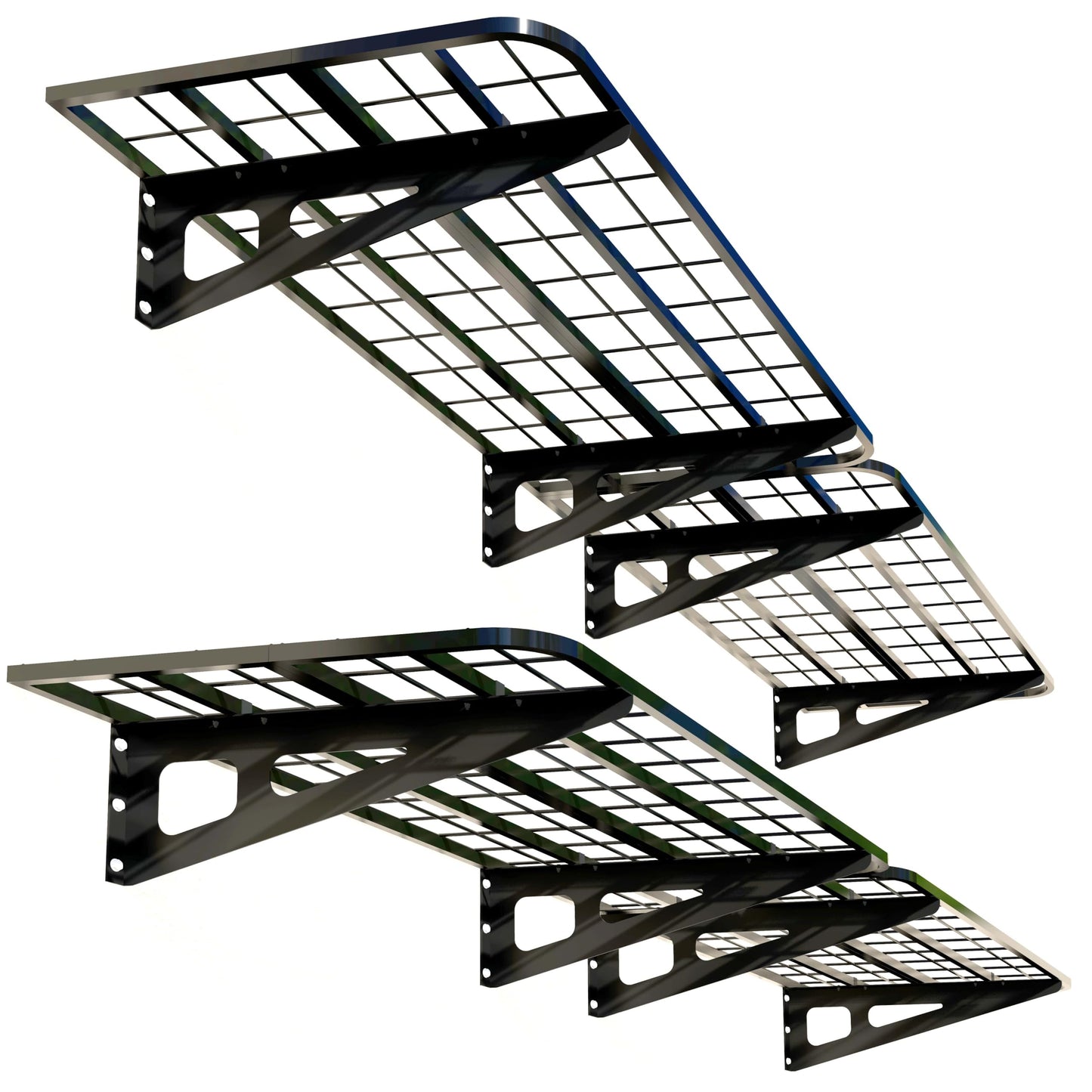 4-Pack 2x4ft Garage Wall Shelving, 4 Shelf Total 16 ft(L) Garage Shelving Wall Mounted, Heavy-Duty Storage Shelves, Perfect for Holding Storage Bins, Sporting Goods, Tools, and More Space-Saving