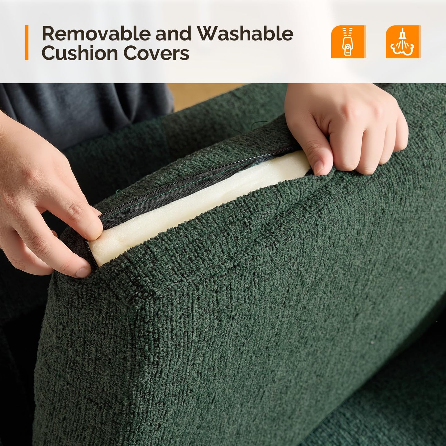 VINGLI Accent Chair for Living Room Chairs Reading Chair for Bedroom Chair Scooped Arm Chair Mid Century Modern Accent Chairs Upholstered Comfy Chair for Apartment, Waiting Room (1, Dark Green)