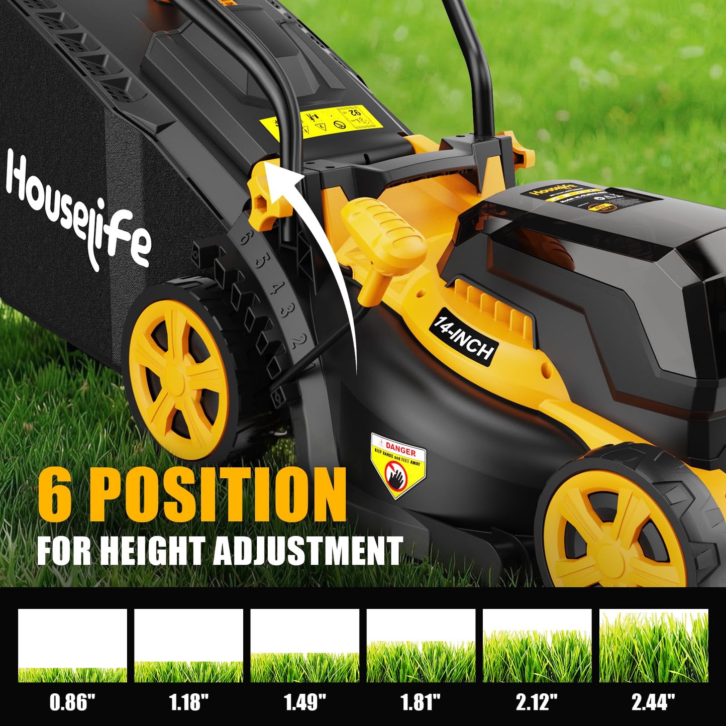 40V Cordless Lawn Mower Compatible with Dewalt 2x20V MAX Battery, 14 Inch Electric Lawn Mower with 35L Grass Bag, 6-Position Height Adjustment, Foldable Push Mower for Yard (Tool Only)