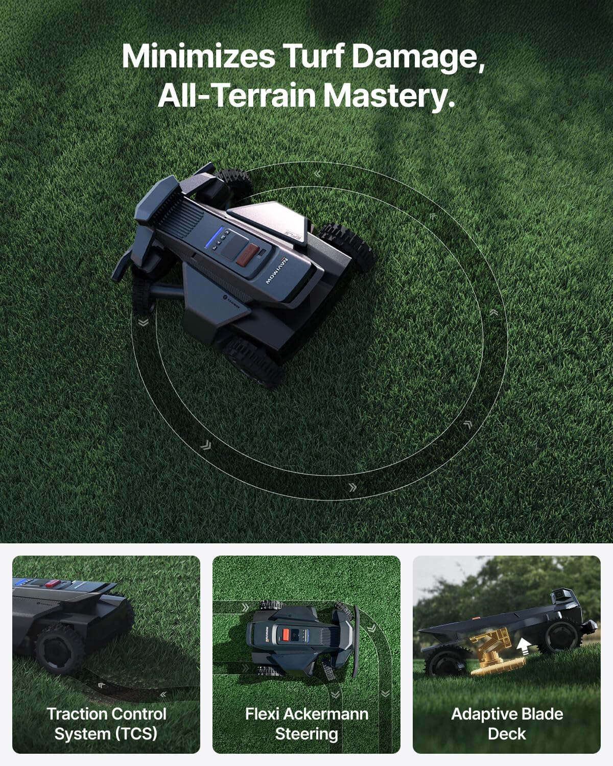 Segway Navimow X430 Robot Lawn Mower Wire Free with Garage X, 4WD for 84% Slopes, Zero-Turn Mowing, Dual 180W Motors, Covers 1 Acre (Garage Shipped Separately)