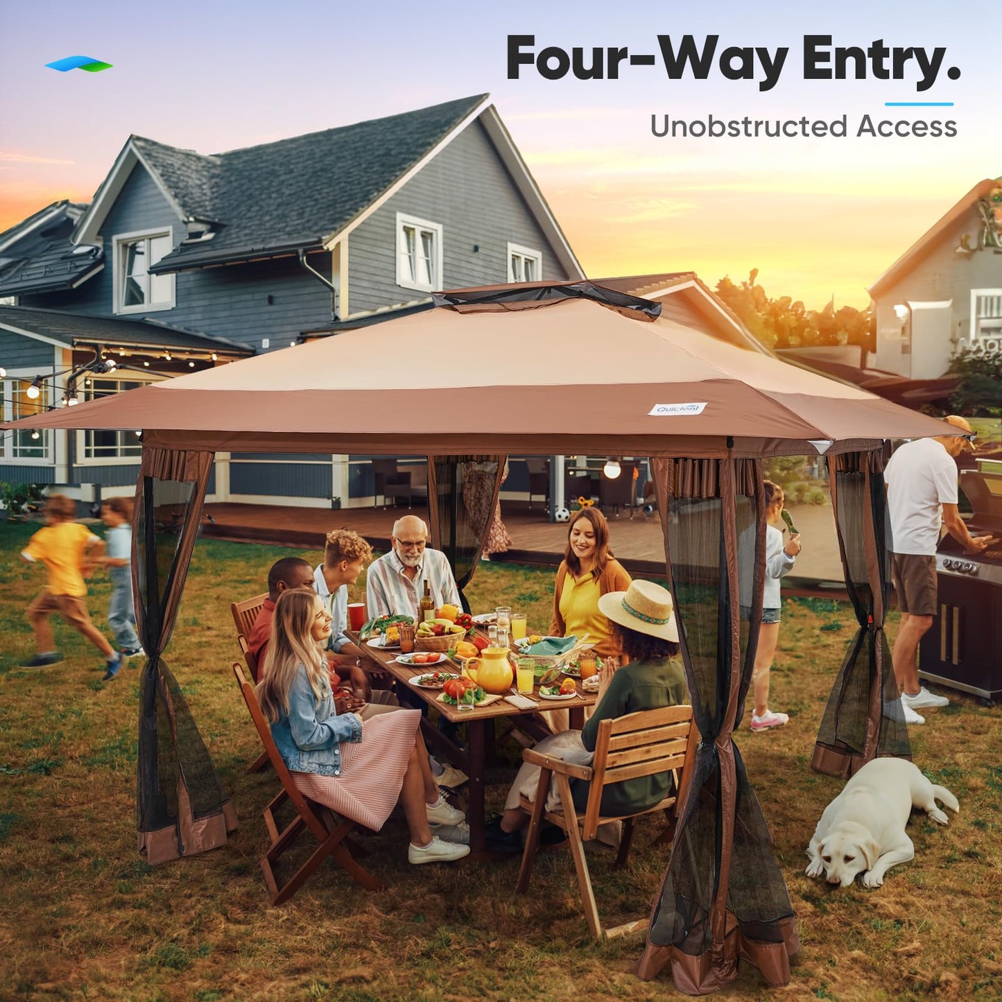 Quictent 13'x13' Pop up Gazebo Canopy Tent, One Person Set up Portable Instant Folding Shelter, Outdoor Canopy Tent with Extra Shade for Backyard, Patio, Party