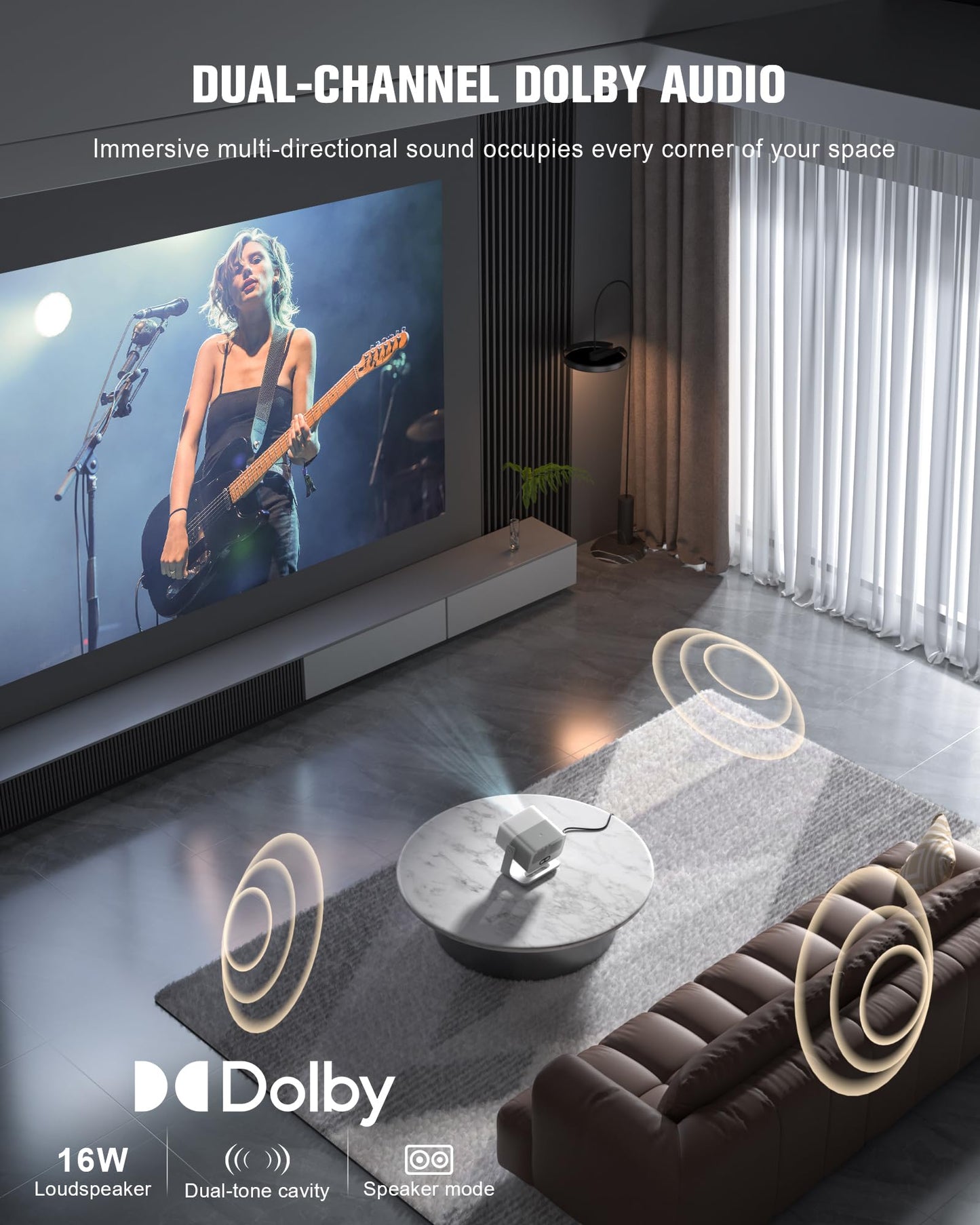 【3000 ANSI Official Licensed Google TV】Smart 4K Projector with WiFi and Bluetooth, VOPLLS Outdoor Projectors with Dolby/Auto Focus, Portable Movie Phone Wireless Gaming Wifi Proyector for Bedroom/Home