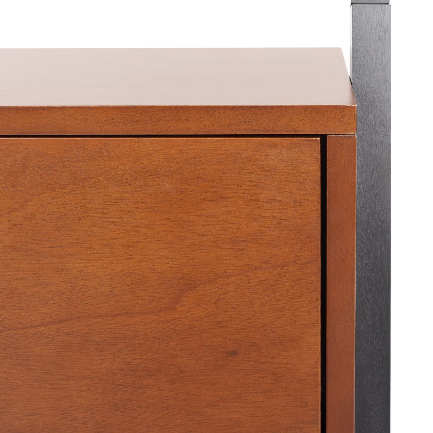 SAFAVIEH Home Collection Lavina Honey Brown/Charcoal 3-Tier 1-Door Leaning Storage Display Shelves Living Room Bedroom Office Etagere