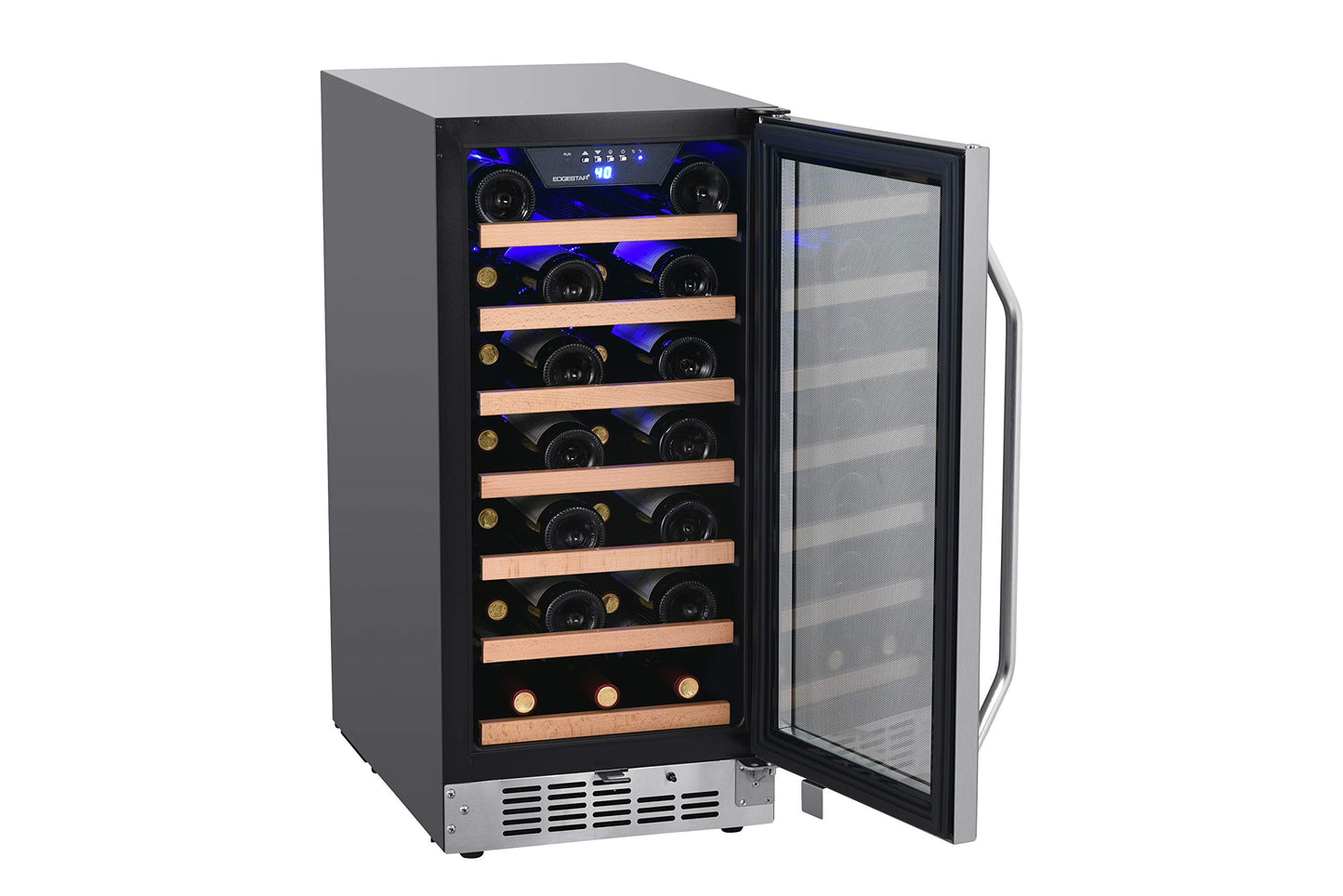 EdgeStar CWR302SZ 15 Inch Wide 25 Bottle Built-In Single Zone Wine Cooler with Reversible Lockable Door and LED Lighting - Stainless Steel
