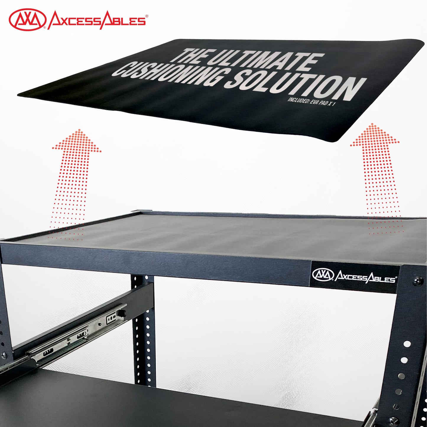 AxcessAbles Computer Cart on Wheels 400LB Capacity, Metal AV Equipment Utility Workstation, with Pullout Keyboard Tray, Locking Caster Wheels.