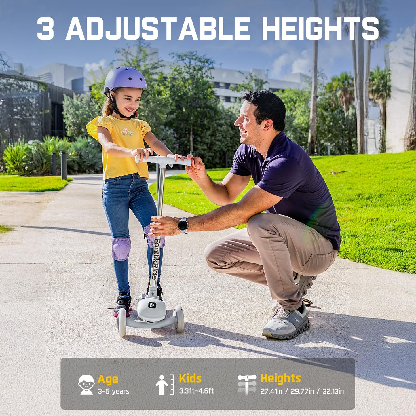 FanttikRide K9 Pro 3 Wheel Electric Scooter for Kids 3-6, Adjustable Height for Riders 3.3-4.6ft, 88 lbs, Up to 40 min, 3.5 Miles Range, AI & 2 Max Speed 3.7/6.2 MPH, Gray
