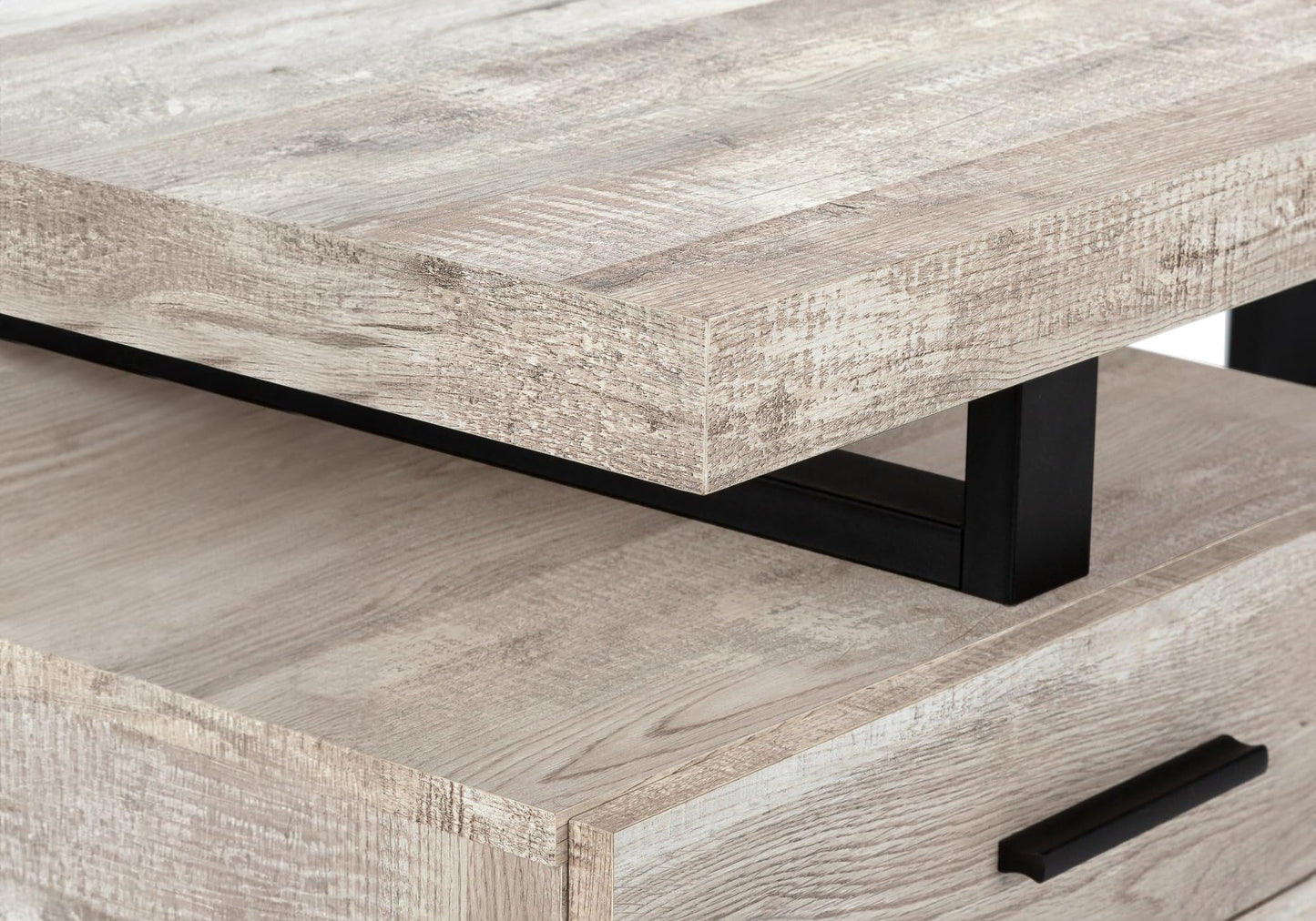 Monarch Specialties Computer Desk with File Cabinet - Left or Right Set- Up - 48"L (Taupe Reclaimed Wood Look),
