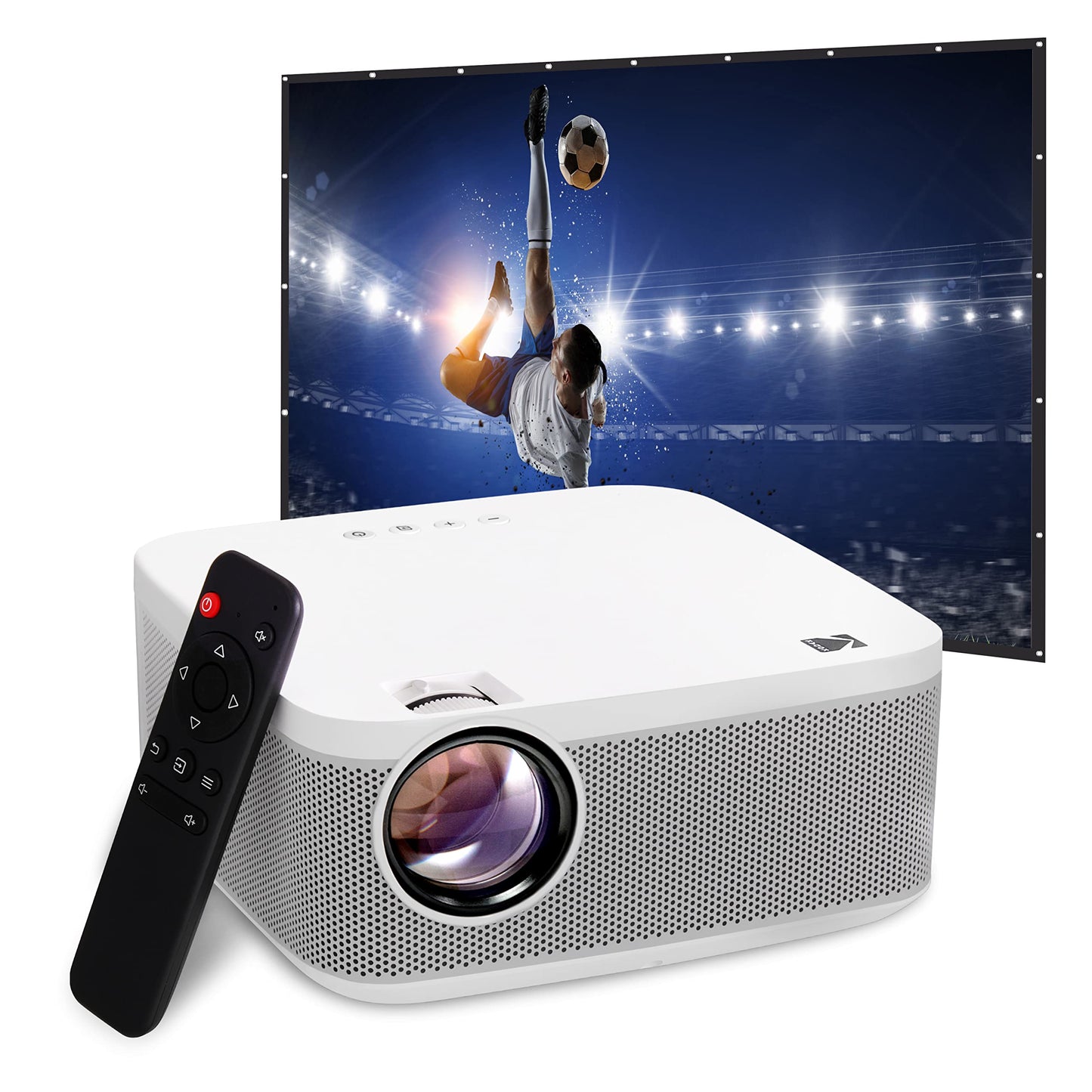 KODAK FLIK X10 1080p Full HD Mini Projector Kit - 100in Screen, HDMI Cable & Projector Stand - 1080p Projection for 100-120in Projection Screen - Portable Outdoor Unit with Remote for Home Theater