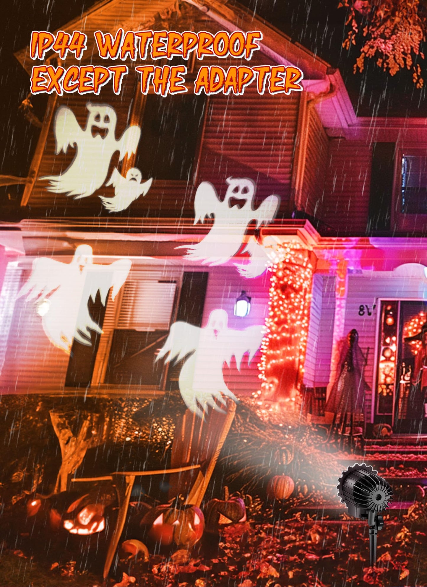 Minetom Halloween Projector Lights, Rotating Ghost, Waterproof, Model SE668-001, Black