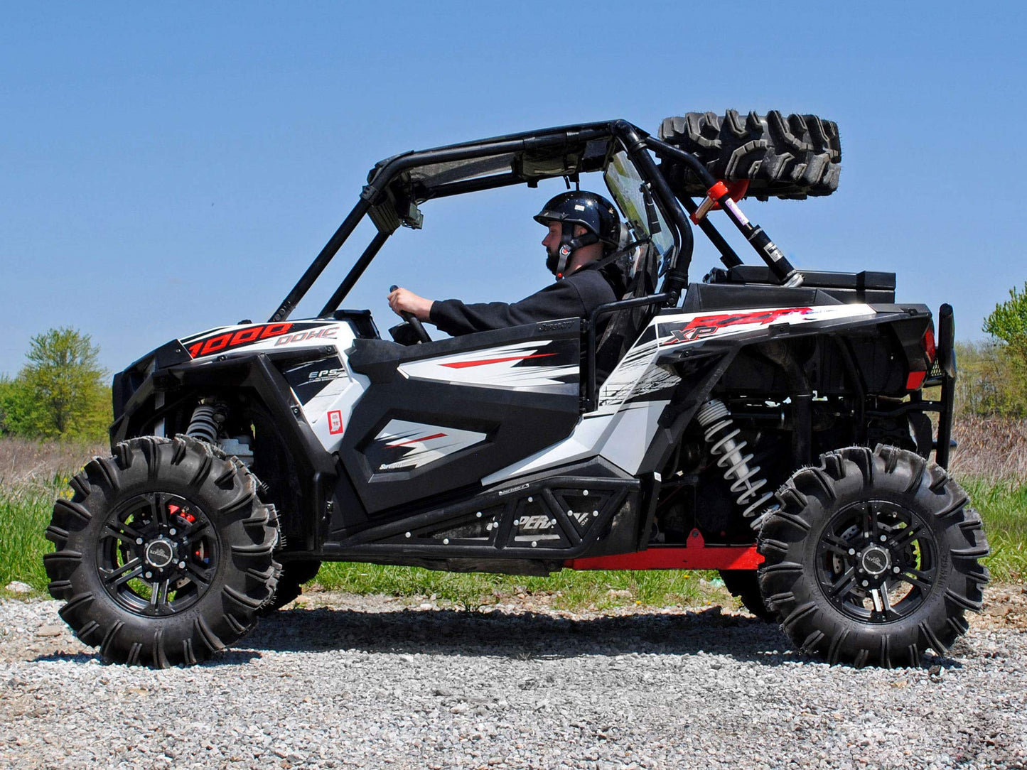 SuperATV Polaris RZR XP Turbo Spare Tire Carrier for a 2016+ Polaris RZR XP Turbo/XP 4 Turbo, Easy, Bolt-on Installation, Powder Coated, Wrinkle Black, See Fitment, USA Made