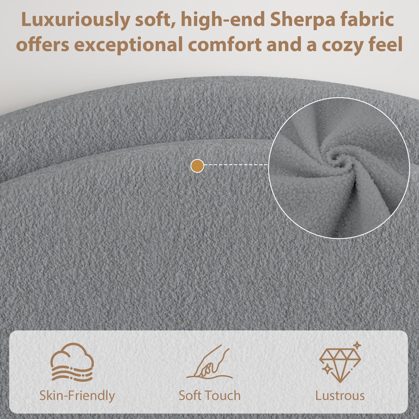 Garvee Queen Size Bed Frame with Storage Drawers, Upholstered Boucle Platform Bed with Round Headboard, Heavy Duty & Noise Free, No Box Spring Needed, Grey