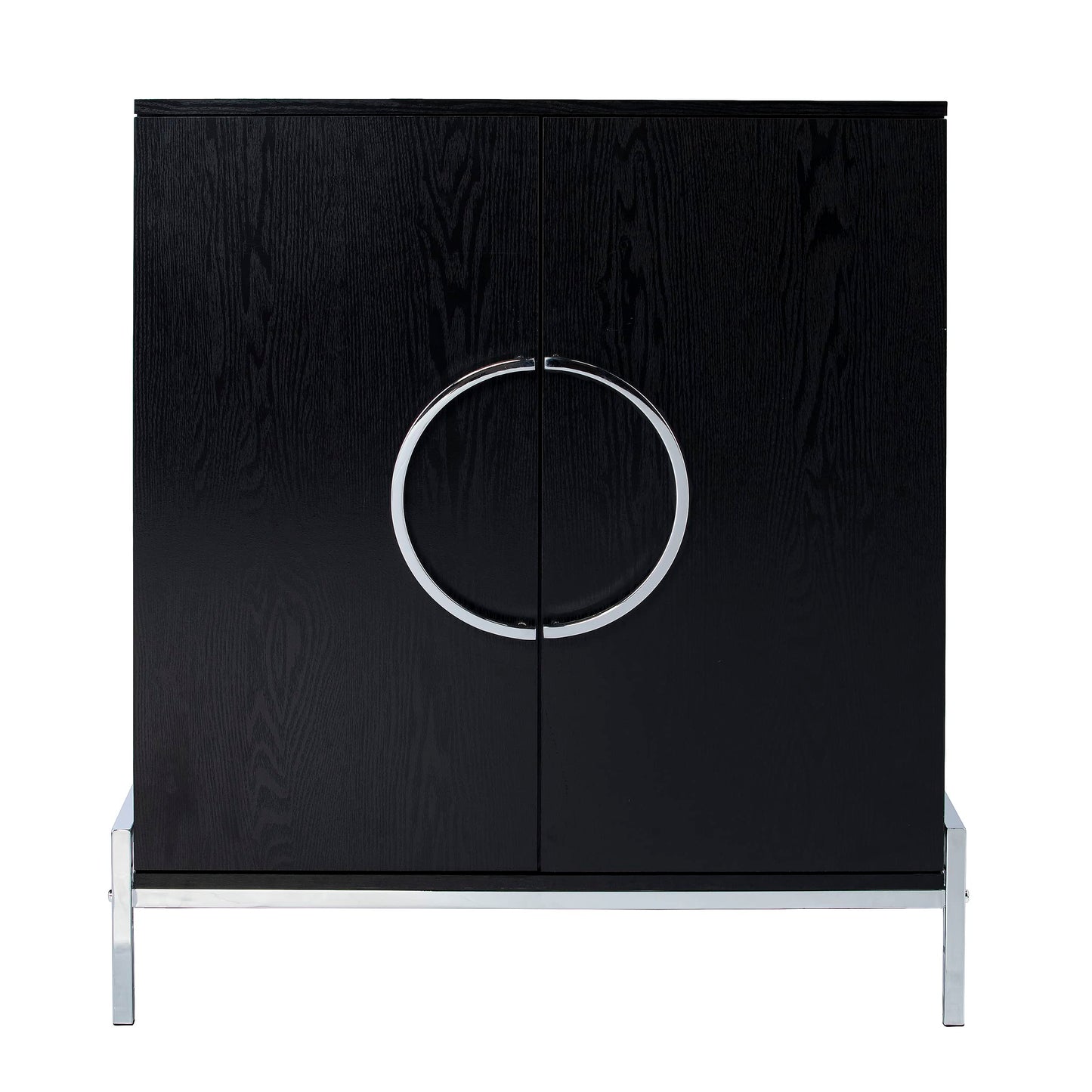 SEI Furniture - Pierton Double-Door Bar Cabinet - Transitional Design, Black Iron and Wood - Ideal for Living Room, Home Bar (HZ1216741)