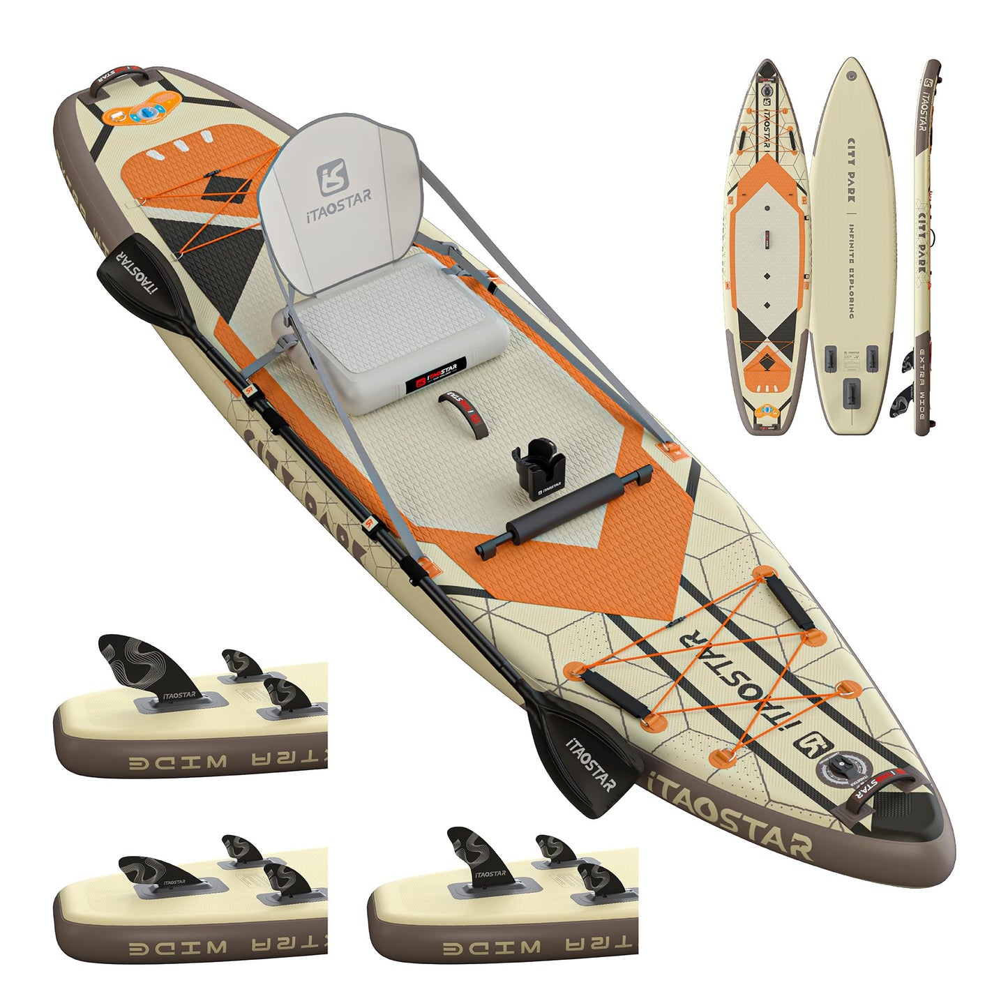 iTAOSTAR C03BP 35" Super Wide Paddle Board, More Fun Inflatable Paddle Board with 5 Fins，12 Foot Stand Up Paddle Board with Premium SUP Accessories for Youth of All Skill Levels