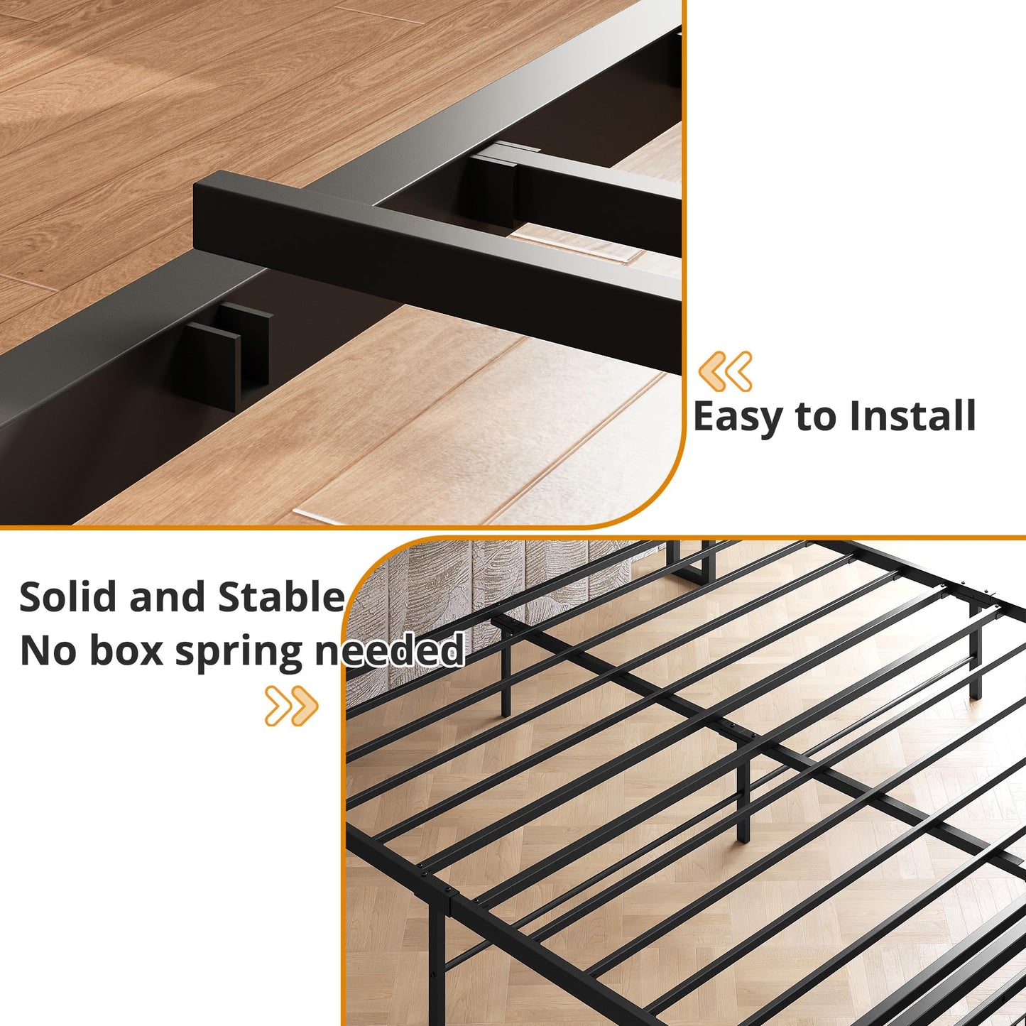 LIKIMIO King Size Bed Frame with 2 Drawers and Charging Station