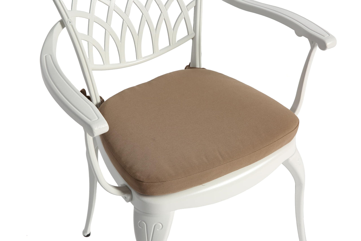GDFStudio 3-Piece Patio Bistro Set Cast Aluminum Outdoor Furniture Set with Cushions, Weather-Resistant Bistro Table and 2 Chairs with Umbrella Hole, Patio Conversation Set for Garden, Balcony, White