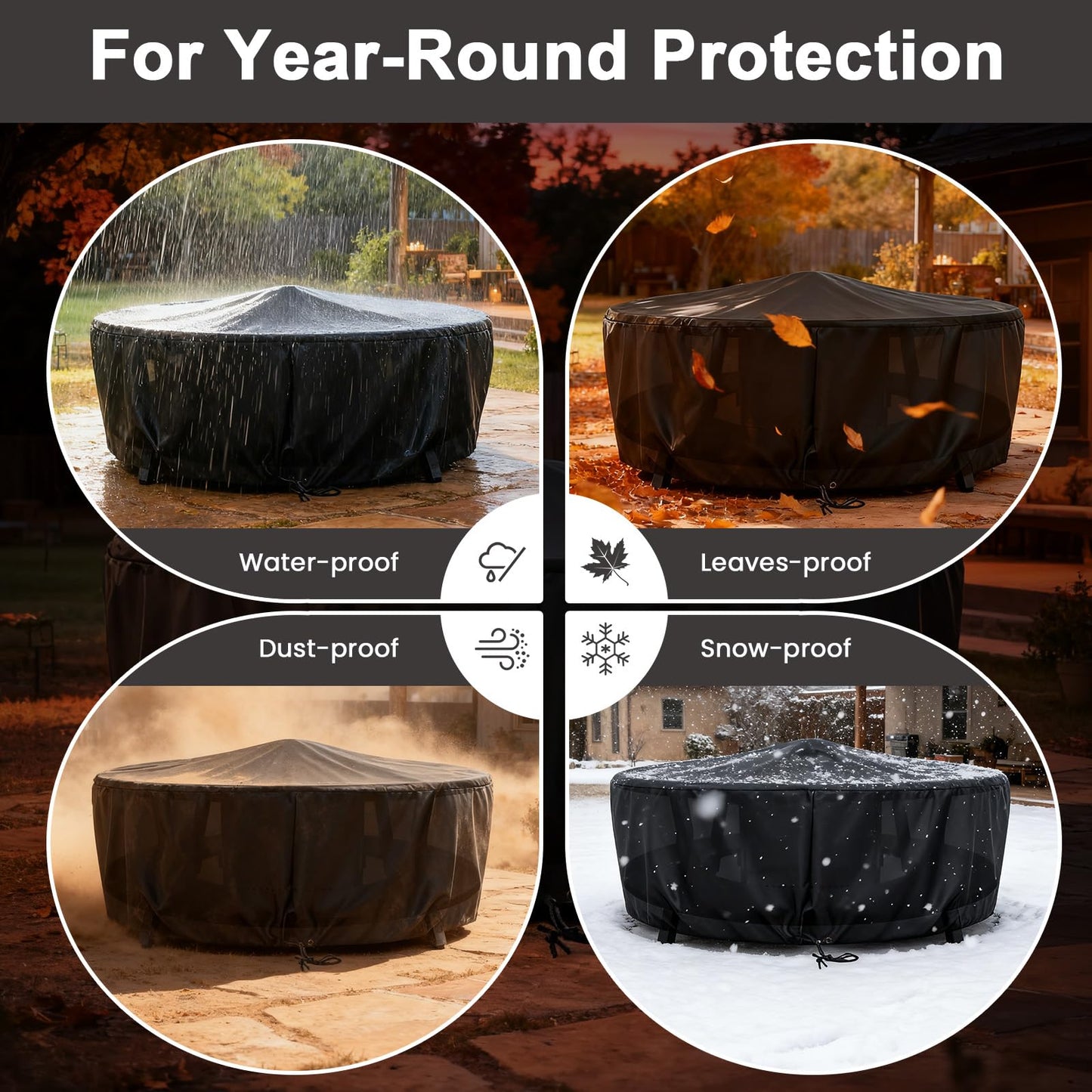 Uniflasy Smokeless Fire Pit and Fire Pit Surround Tabletop, Portable Protective Barrier Equal Width, Safety & Extra Space, 48" Outdoor Tabletop & 17" Smokeless Firepit for Backyard, Camping & Party
