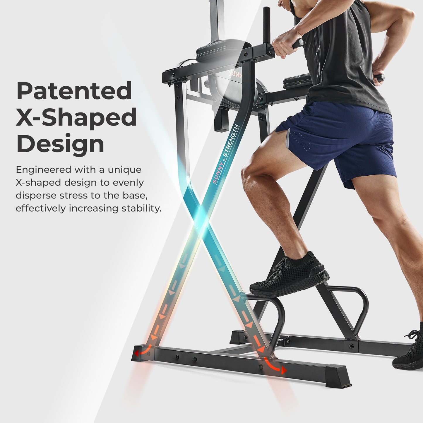 Sunny Health & Fitness Captain’s Chair Full Body Multi-functional Power Tower with Adjustable Pull-Up Bar, Rock-Climbing Grip, Dip Station, Push-Up Bar, Total Home Gym Strength Training - SF-XF922081