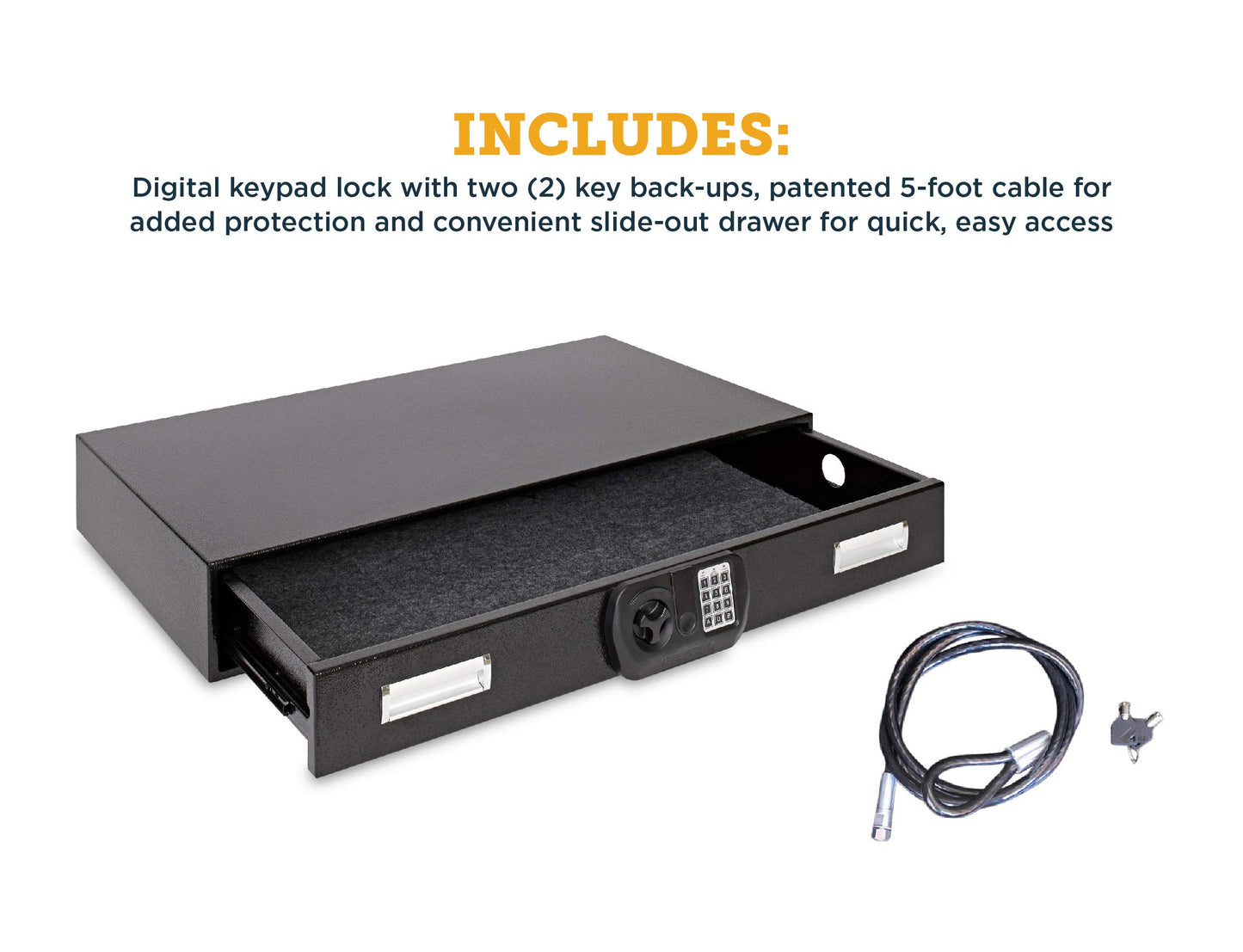 SnapSafe Under Bed Safe, Large – Under Bed Gun Safe for Firearms, Ammunition and Valuables – Fits in Trunk of Small SUVs – Easy Access, Out of Sight, Space Saving – Black, 40 x 6 x 22 Inches