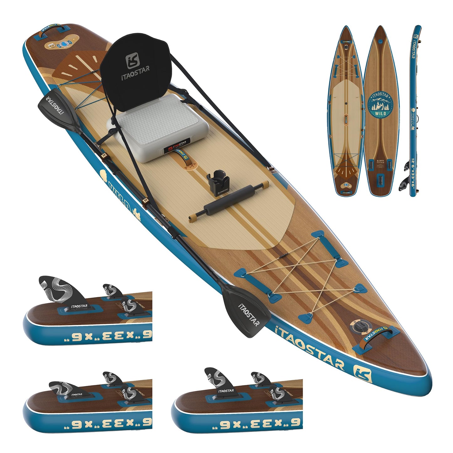 iTAOSTAR W02B 33" Inflatable Paddle Board with Seat, More Fun Inflatable Paddleboard with 5 Fins for Better Balance,Stand Up Paddle Board with Premium SUP Accessories for Youth of All Skill Levels