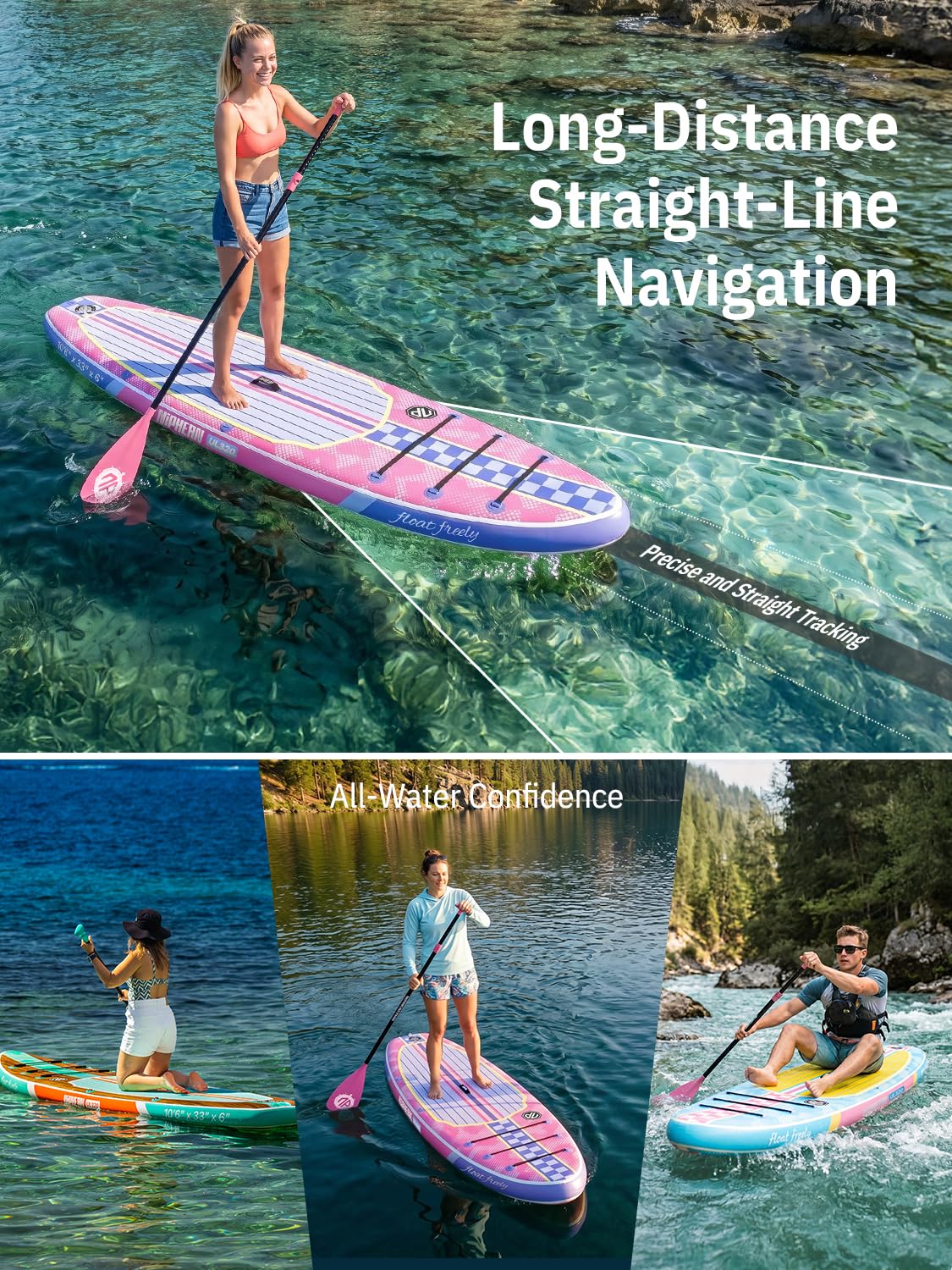Niphean Inflatable Paddle Board 10'6" Ultralight Stand Up Paddleboard with SUP Accessories Non-Slip Deck Portable Lite Paddle Board Ultimate Stability for Youth&Adults Long-Distance Adventure