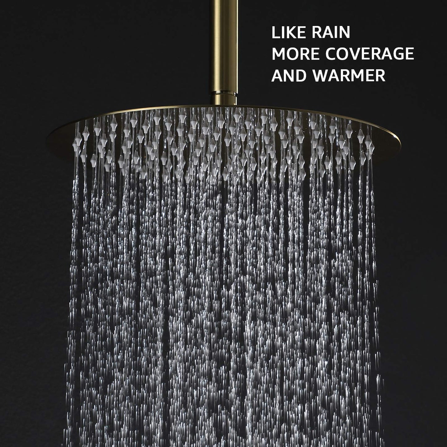 TIPOK Brushed Gold Shower Fixture with 10 Inch Round Shower Head and Handheld Bathroom Golden Rain Shower Faucet Set Contain Brass Rough-in Valve and Trim Kit, Ceiling Mount Gold Shower System
