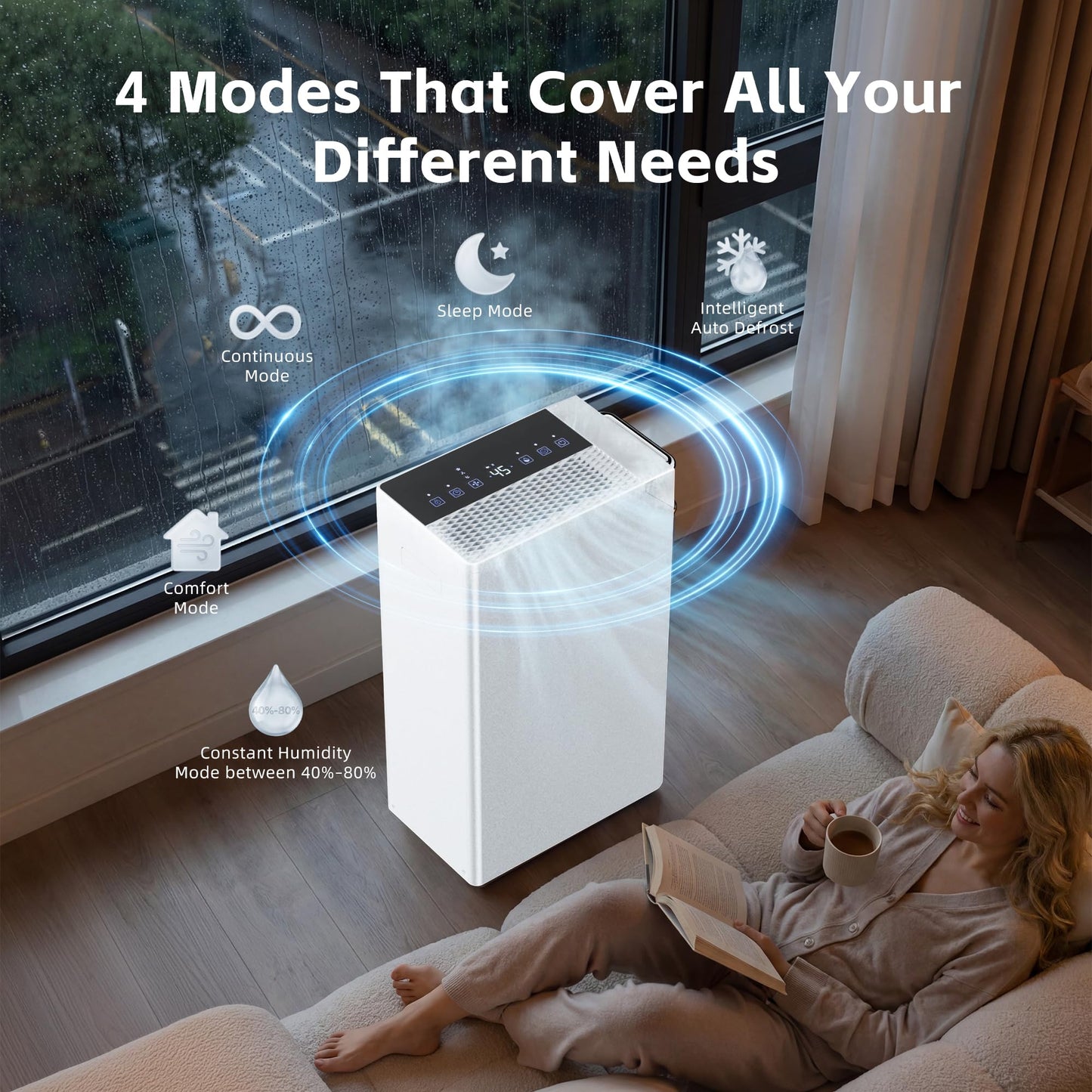 Uthfy 5500 Sq.Ft Dehumidifiers for Home and Basement, Max 100 Pint/Day Dehumidifier with Drain Hose, 24 H Timer & Child Lock, LED Panel, Ultra Quiet, whole house dehumidifiers for home, Bedroom