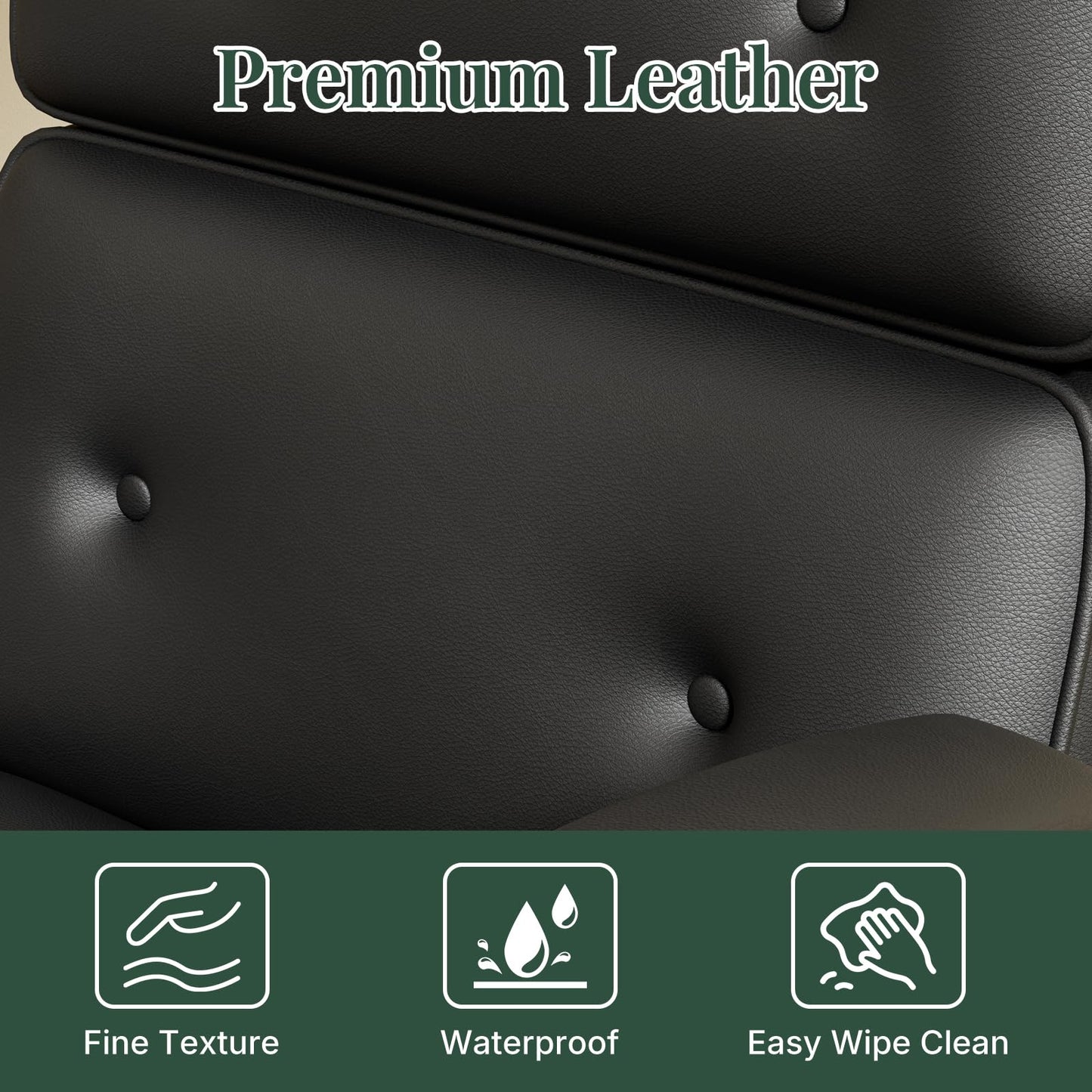 HAPPYMONT Ergonomic High Back Leather Office Chair, Executive Computer Desk Chair with Lumbar Support & Padded Arms, Adjustable Height 360° Rolling Swivel Task Chair for Home Office, Black