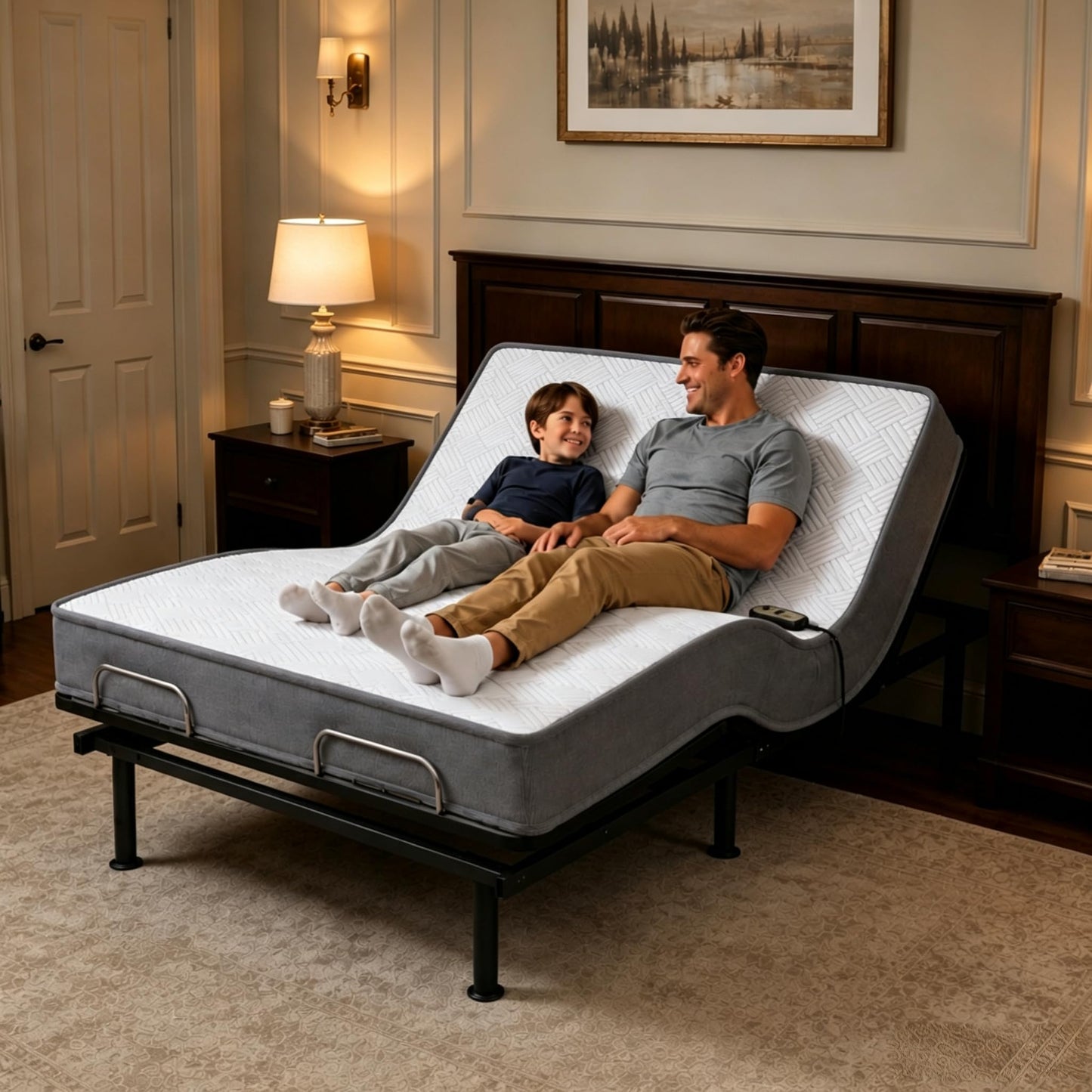 Espsilto Adjustable Bed with Mattress, Full Size, Electric, Head & Foot Incline, Adjustable Leg Heights, 77x54 Inch, Zero Gravity